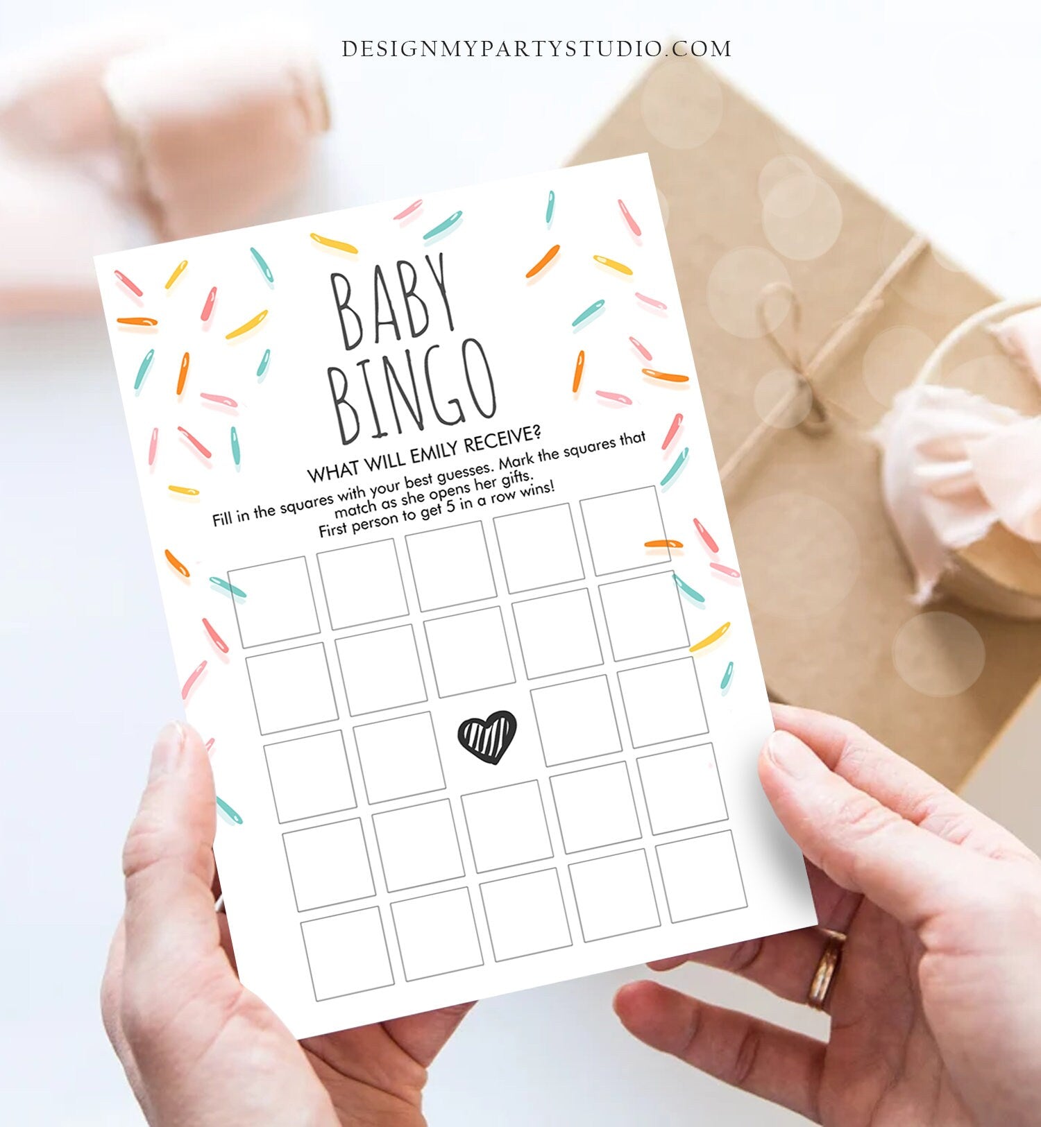 Editable Baby Bingo Game Baby Sprinkle Shower Game Baby Coed Sprinkles Activity Neutral Instant Download Corjl Template Printable 0216