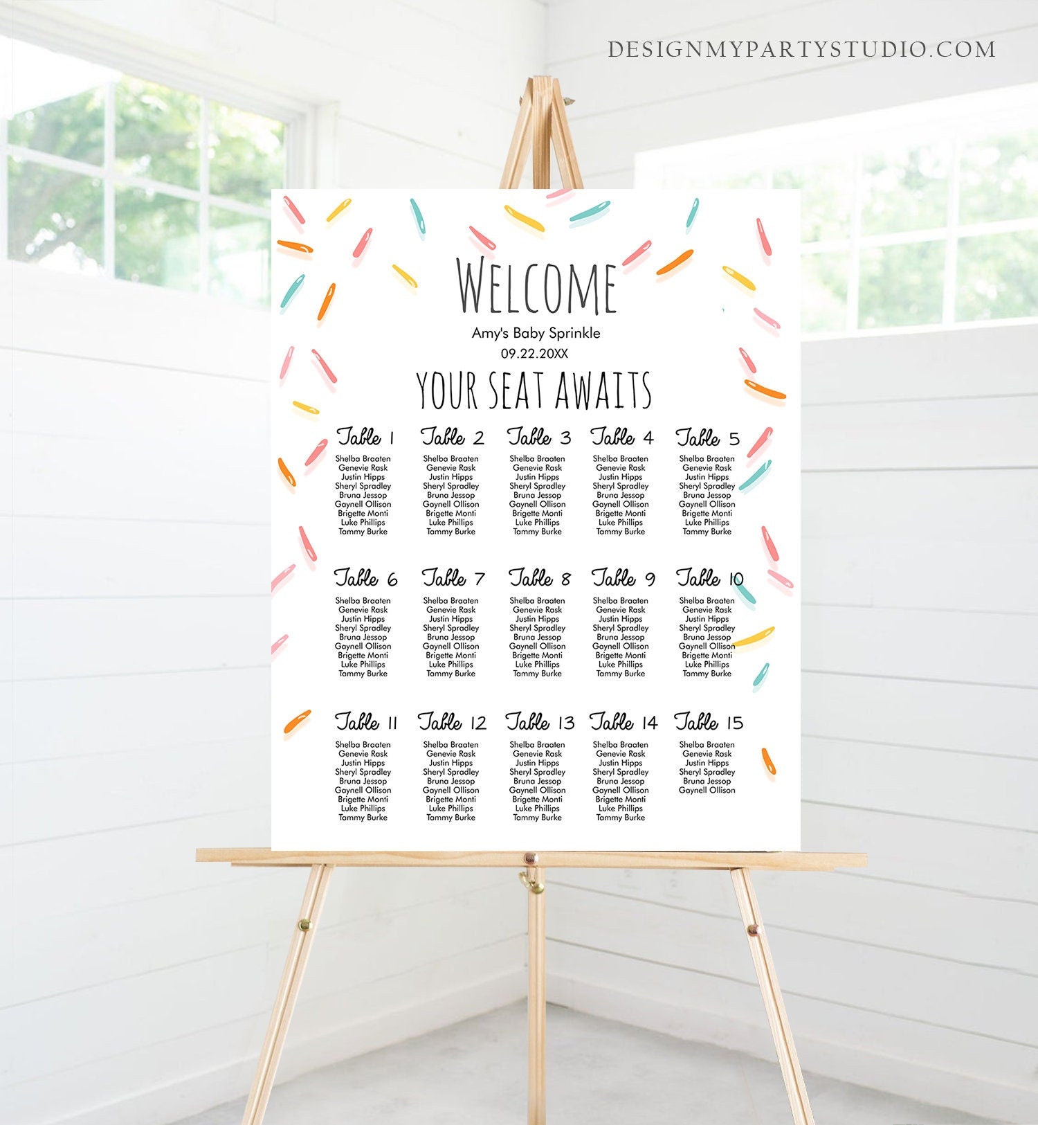 Editable Baby Sprinkle Seating Chart Template Baby Shower Seating Sign Rainbow Baby Sprinkles Instant Download Printable Corjl 0216