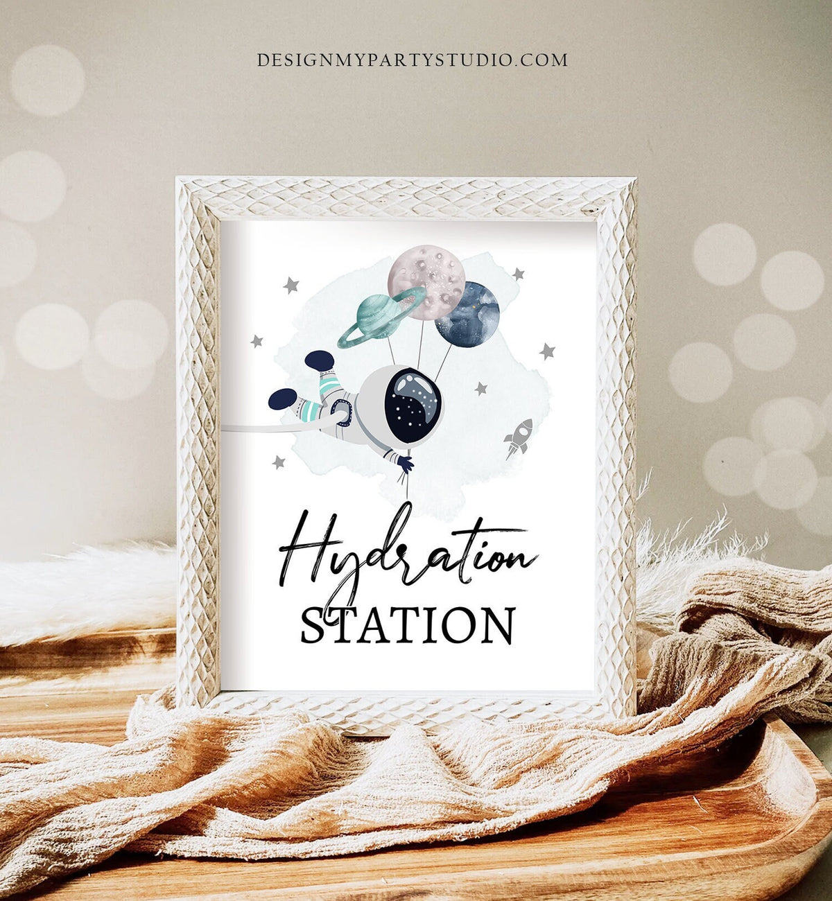 Hydration Station Space Party Sign Outer Space Birthday Galaxy Party Decor Drinks Table Boy Rocket Fuel Planets Astronaut Printable 0366