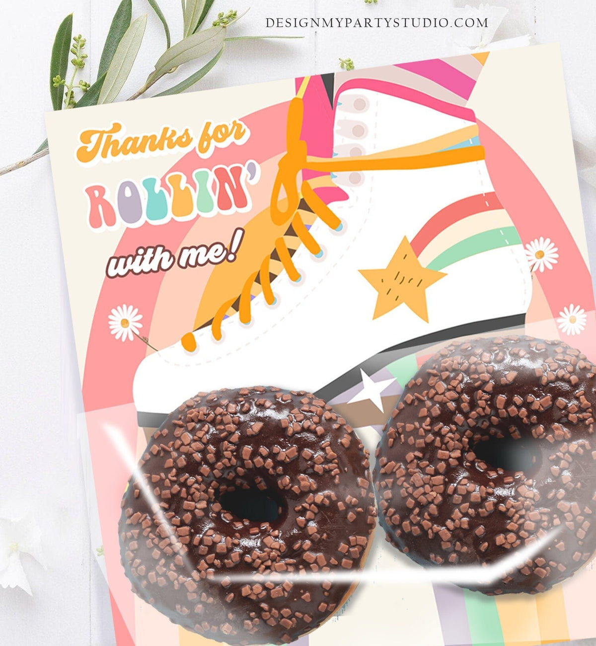 Skate Treat Bag Inserts Retro Skate Birthday Party Favors Donuts Cookies Skating 70&#39;s Roller Rink Skating Printable Instant Download 0435