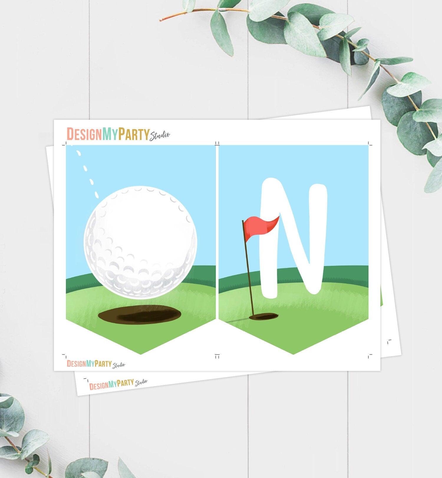 Golf High Chair Banner Hole in One 1st First Birthday Boy High Chair ONE Banner Party Decor Par-tee Golfing Download Printable Digital 0405