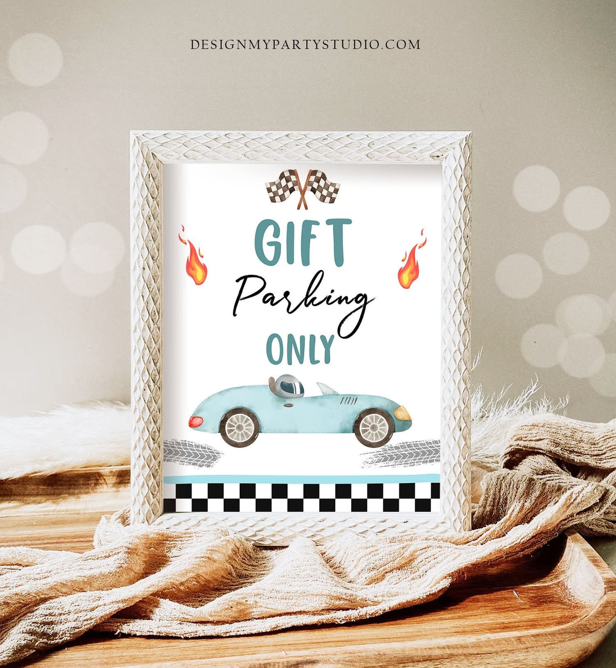 Gift Parking Only Sign Race Car Birthday Party 2nd Birthday Growing Up Two Fast Race Car Decor Racing Blue Boy Download Printable 0424