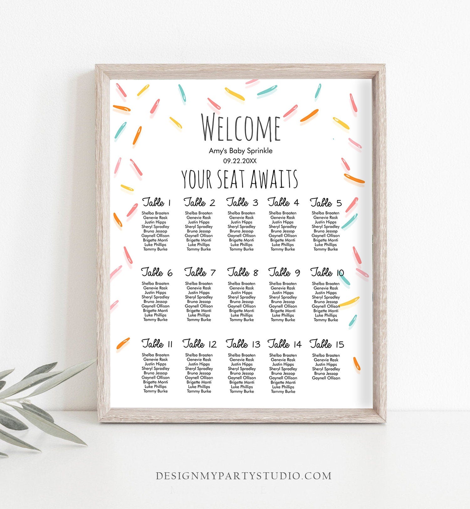 Editable Baby Sprinkle Seating Chart Template Baby Shower Seating Sign Rainbow Baby Sprinkles Instant Download Printable Corjl 0216