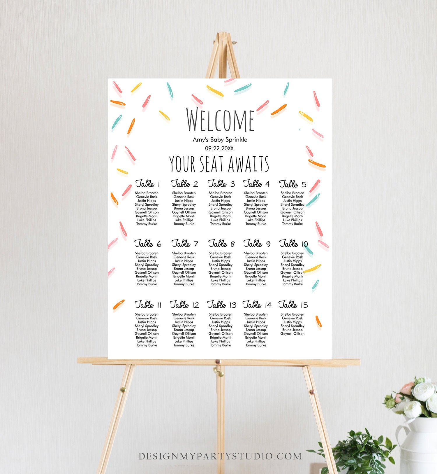 Editable Baby Sprinkle Seating Chart Template Baby Shower Seating Sign Rainbow Baby Sprinkles Instant Download Printable Corjl 0216