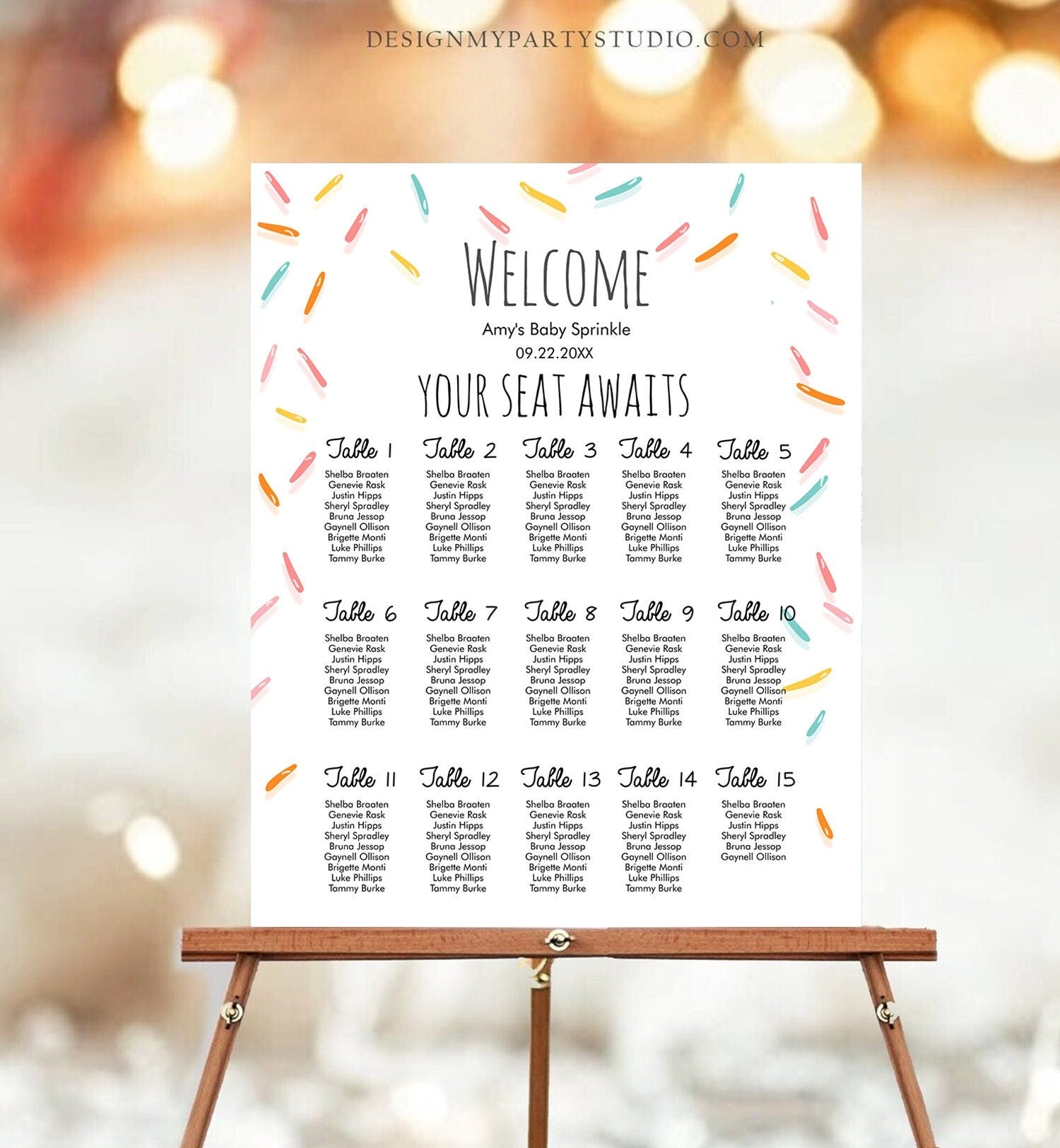 Editable Baby Sprinkle Seating Chart Template Baby Shower Seating Sign Rainbow Baby Sprinkles Instant Download Printable Corjl 0216