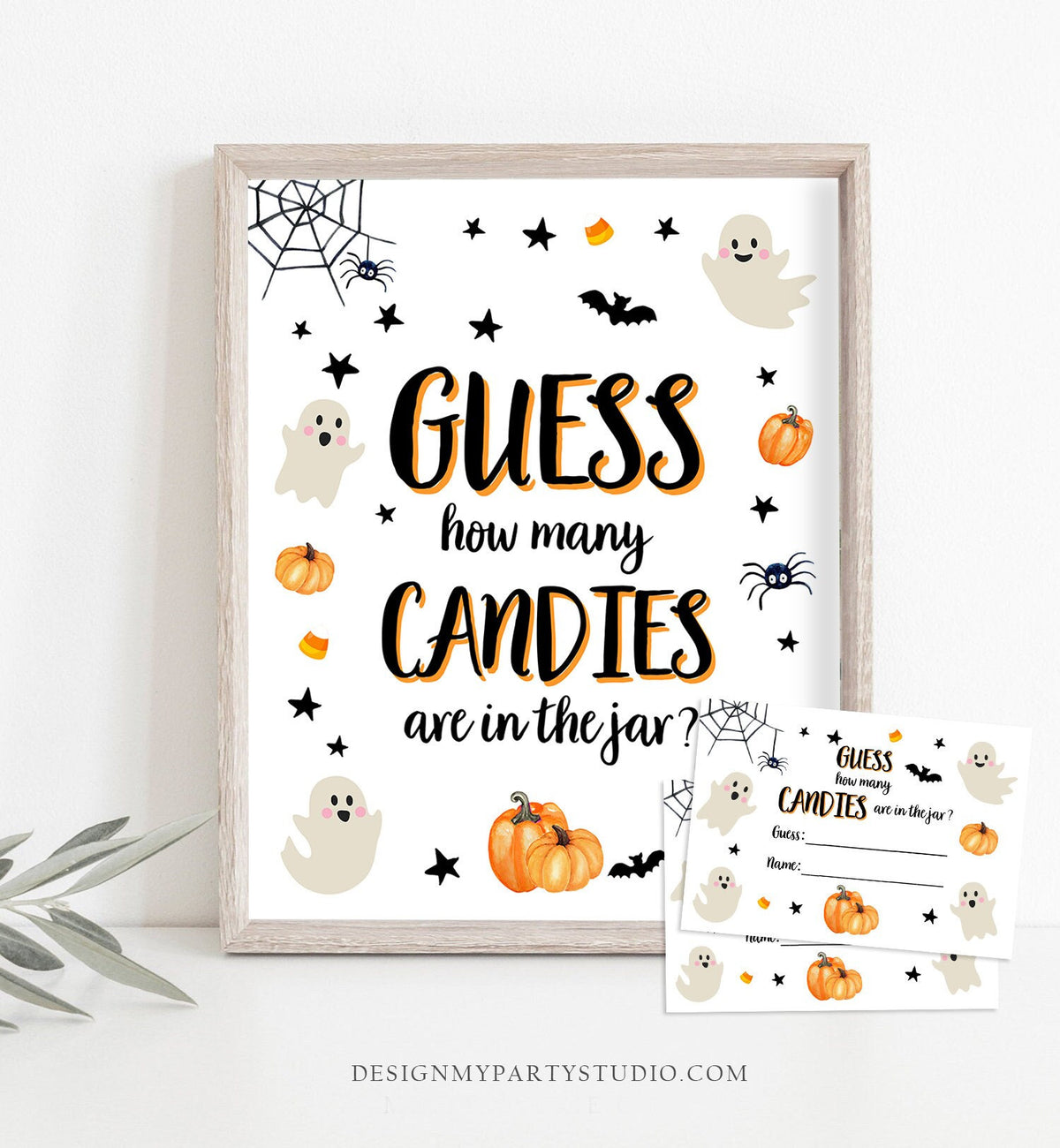 Game Guess How Many Candies Are in the Jar Halloween Baby Shower Guessing Game Activity Candy Little Boo Instant Download Printable 0418