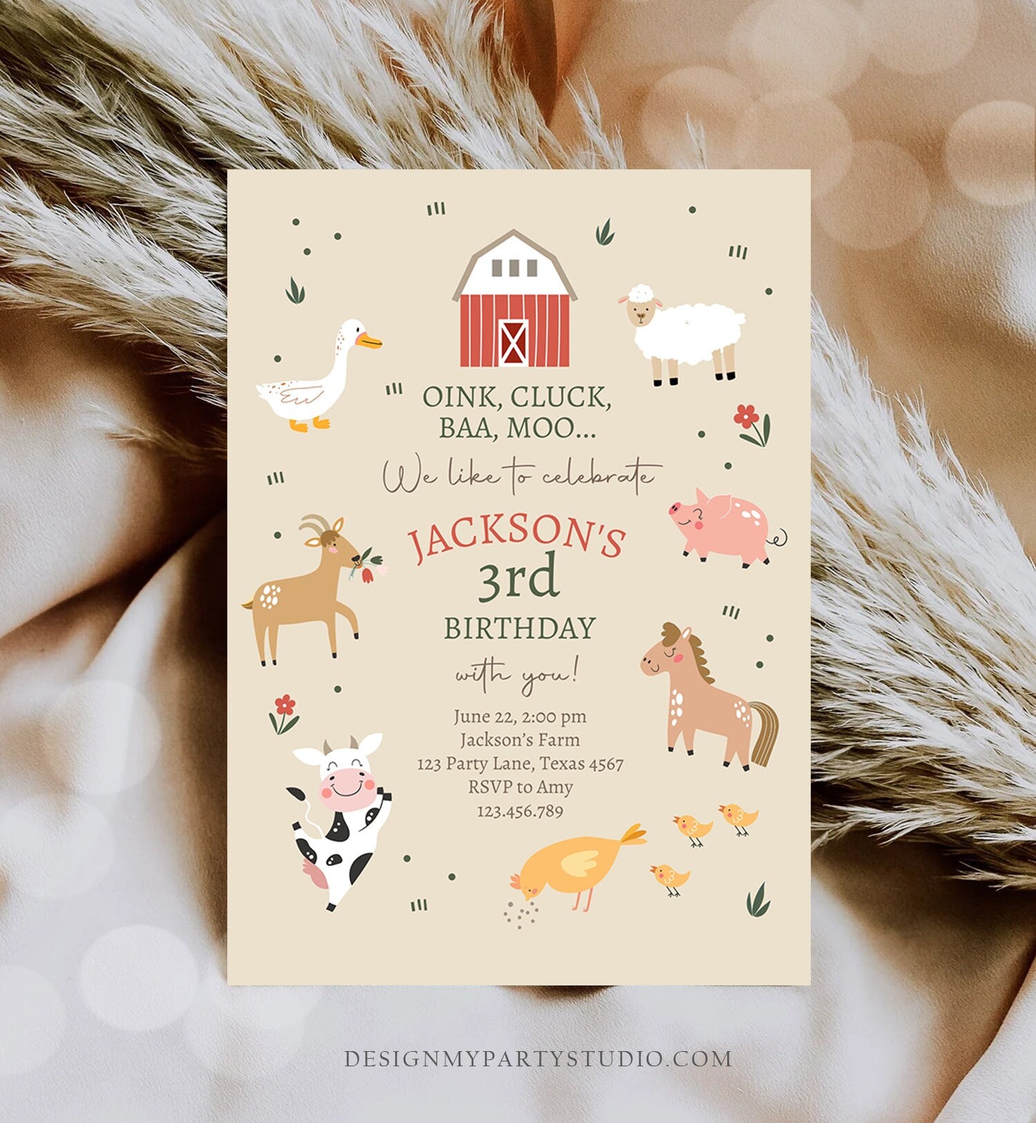 Editable Farm Animals Birthday Invitation Boy Farm Barnyard First Birthday Party Animals Modern Farm Download Evite Template Printable 0436