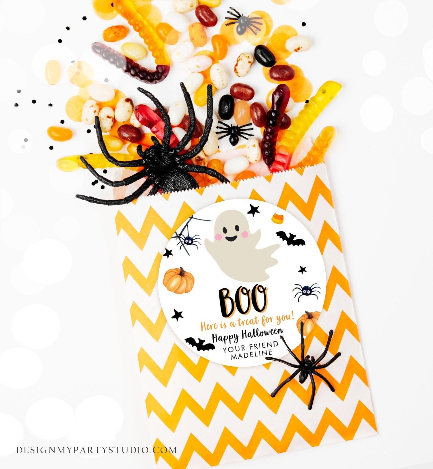 Editable Halloween Favor Tags Boo Gift Tags Costume Party Trick Or Treat Sticker Birthday Party Download Printable Template Corjl 0418 0261