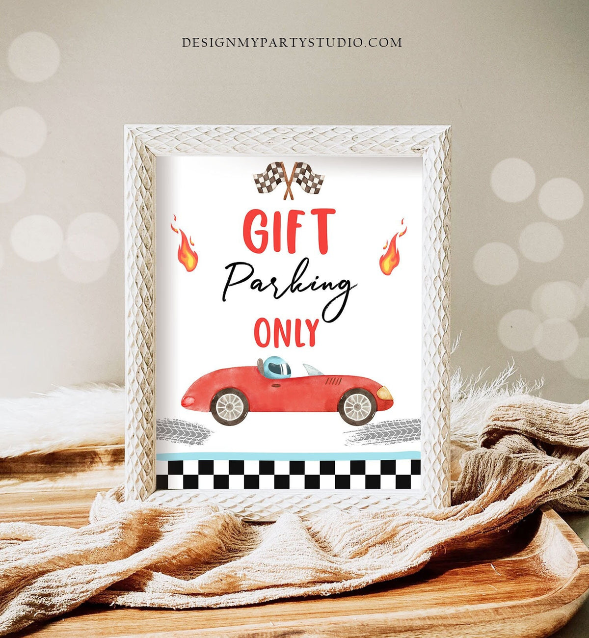 Gift Parking Only Sign Race Car Birthday Party Growing Up Two Fast Birthday 2nd Race Car Decor Racing Red Car Boy Download Printable 0424