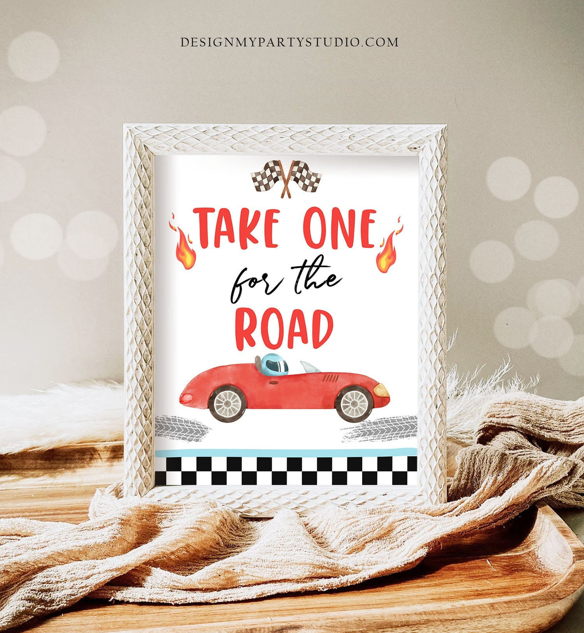 Take One For The Road Favors Sign Race Car Birthday Party Growing Up Two Fast Birthday 2 Race Car Racing Red Boy Download Printable 0424