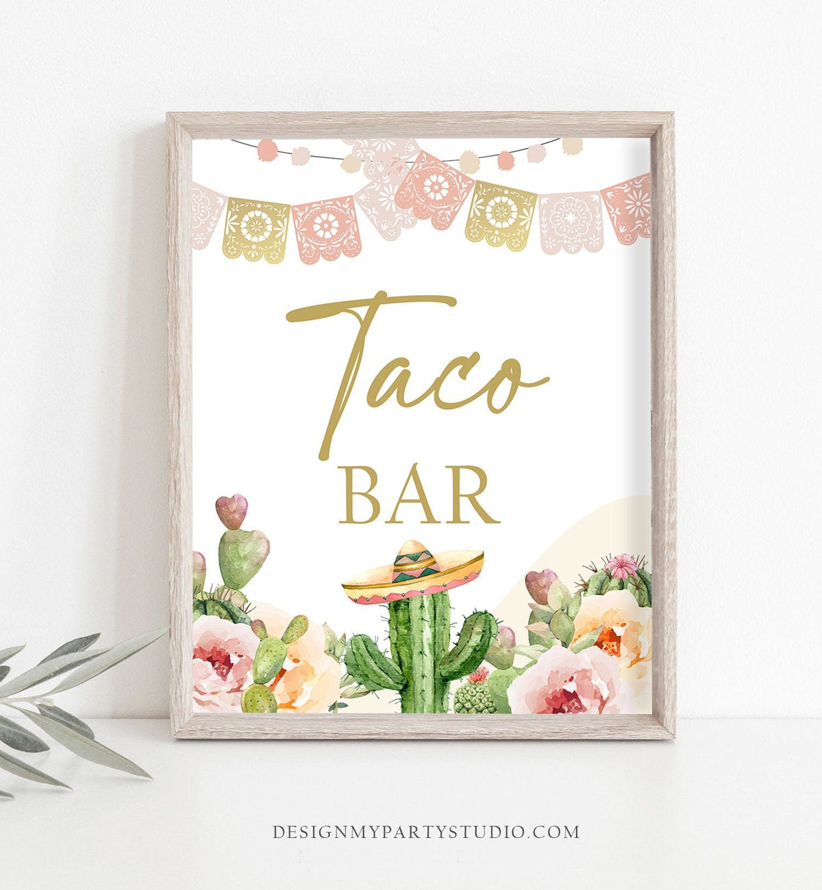 Fiesta Taco Bar Sign Fiesta Theme Bridal Shower Baby Shower Decor Cactus Succulent Table Taco Sign Desert 8x10 Download Printable 0419