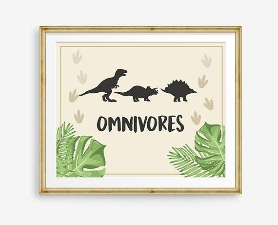 Omnivores Dinosaur Birthday Sign Food Table Decor Dinosaur Birthday Dino Party Boy Prehistoric snacks T-Rex Table Sign Printable 0043