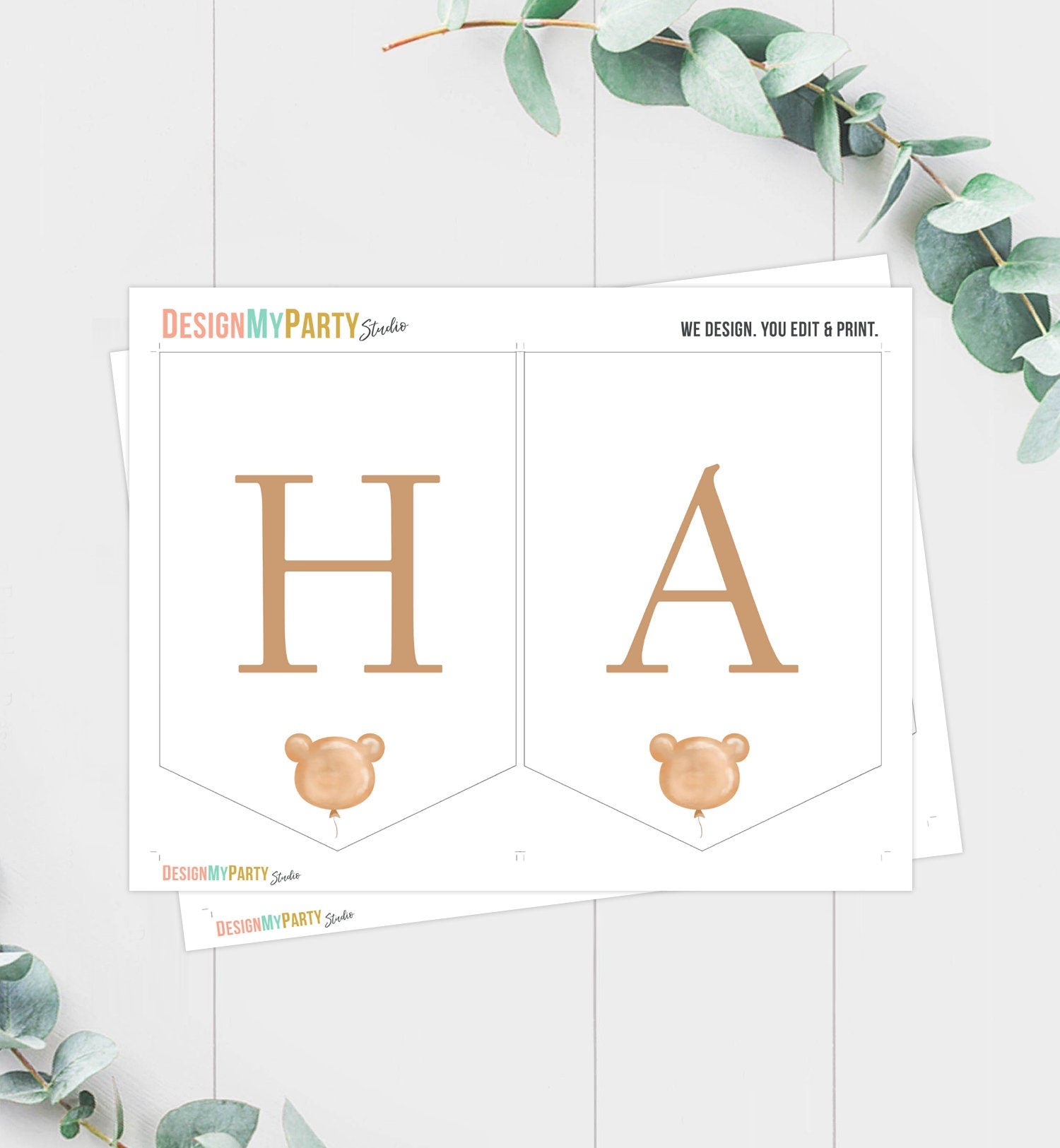 Happy Birthday Banner Teddy Bear Banner Girl Beary First Birthday Decorations Cute Bear Picnic Instant download PRINTABLE DIGITAL DIY 0439