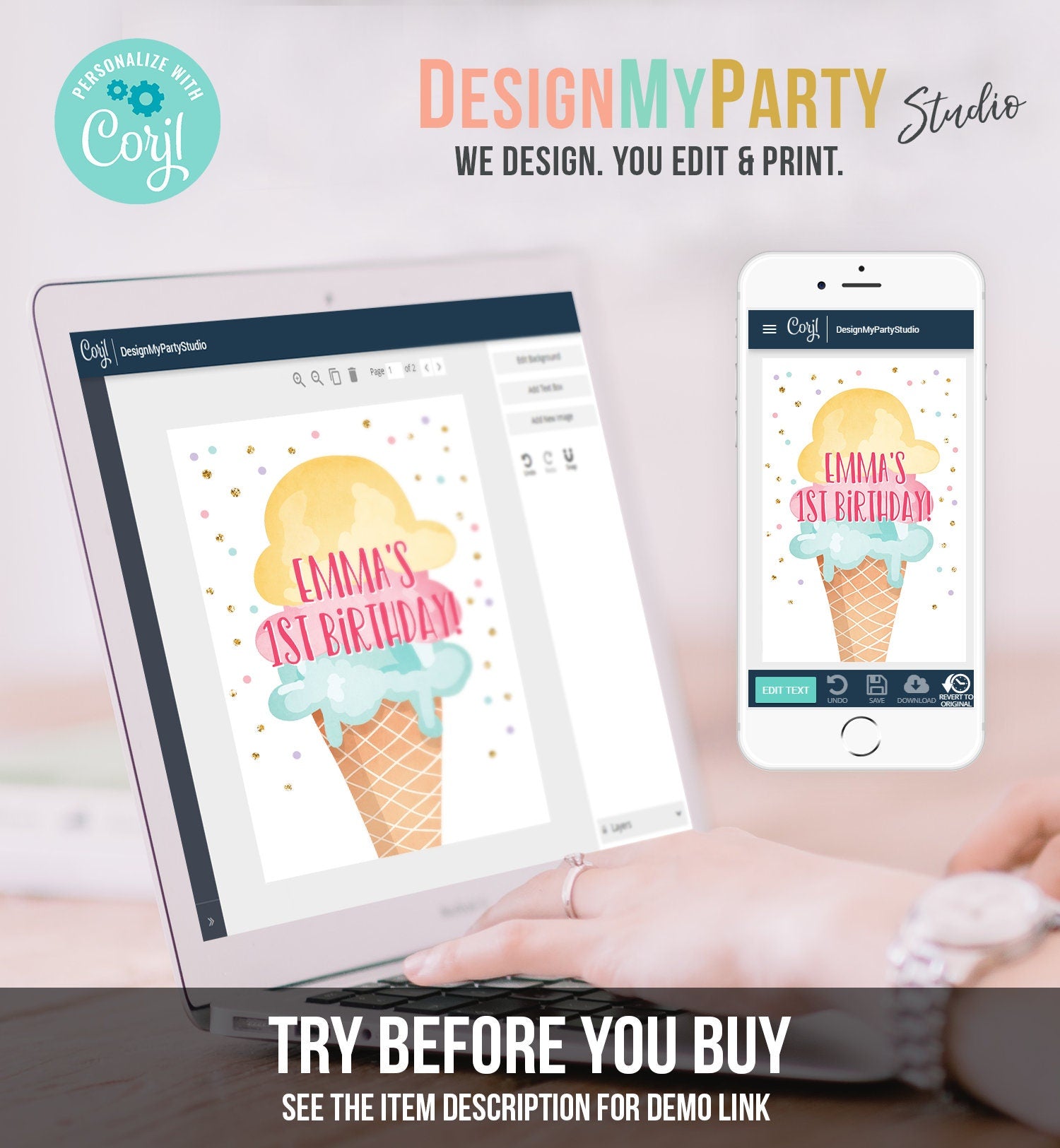 Editable Ice Cream Birthday Juice Pouch Labels Ice Cream Party Girl Favors Cool Sweet Party Scoop Digital Download Template Printable 0243