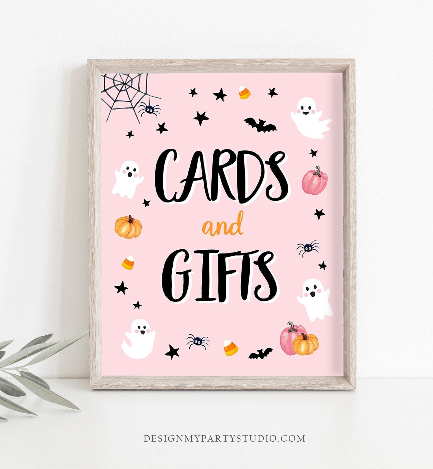 Cards And Gifts Sign Table Decor Pink Halloween Ghost Party Sign Pink Ghost Spooktacular Halloween Birthday Digital Download Printable 0418