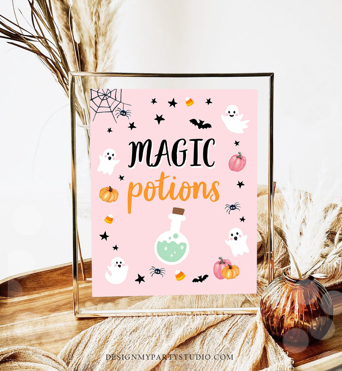 Magic Potions Halloween Party Sign Table Decor Halloween Ghost Party Sign Pink Ghost Spooktacular Birthday Digital Download Printable 0418