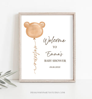 Editable Bear Baby Shower Welcome Sign Boho Teddy Bear Shower Bearly Wait Baby Shower Gender Neutral Bohemian Corjl Template Printable 0439