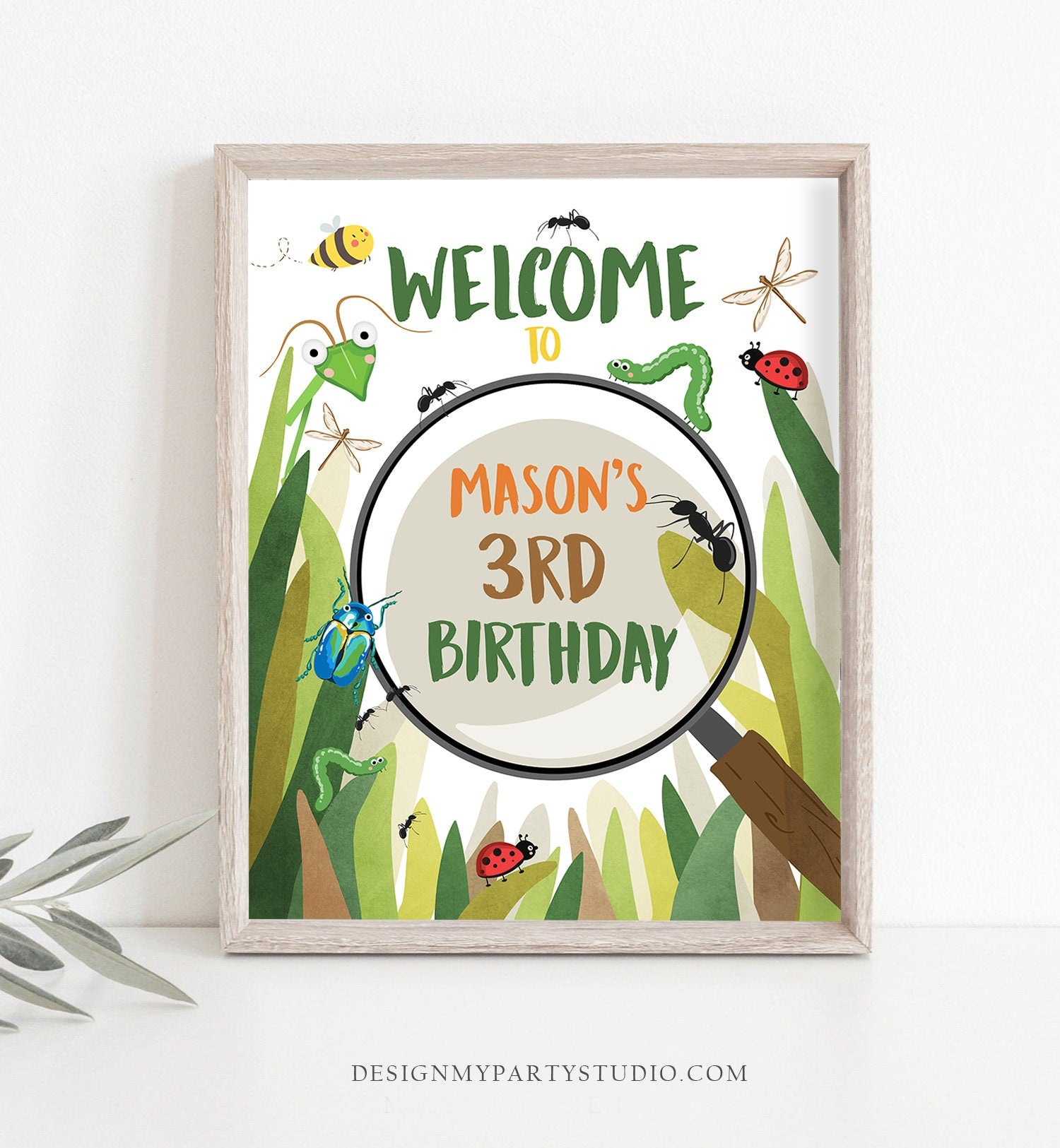 Editable Bug Birthday Welcome Sign Boy Bug Party Outdoor Bug Hunt Birthday Sign Table Sign Bugging Download Corjl Template PRINTABLE 0090