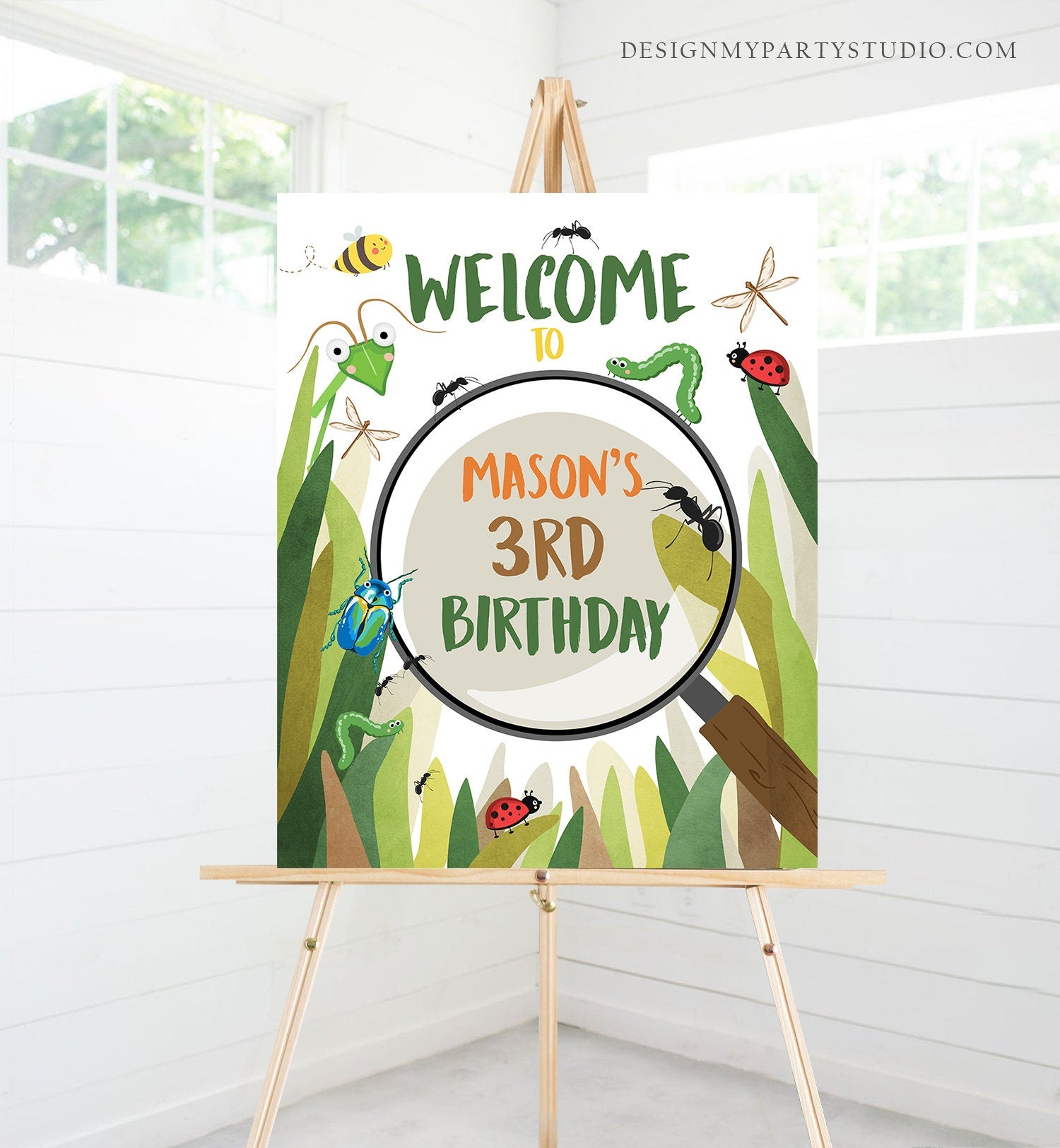 Editable Bug Birthday Welcome Sign Boy Bug Party Outdoor Bug Hunt Birthday Sign Table Sign Bugging Download Corjl Template PRINTABLE 0090