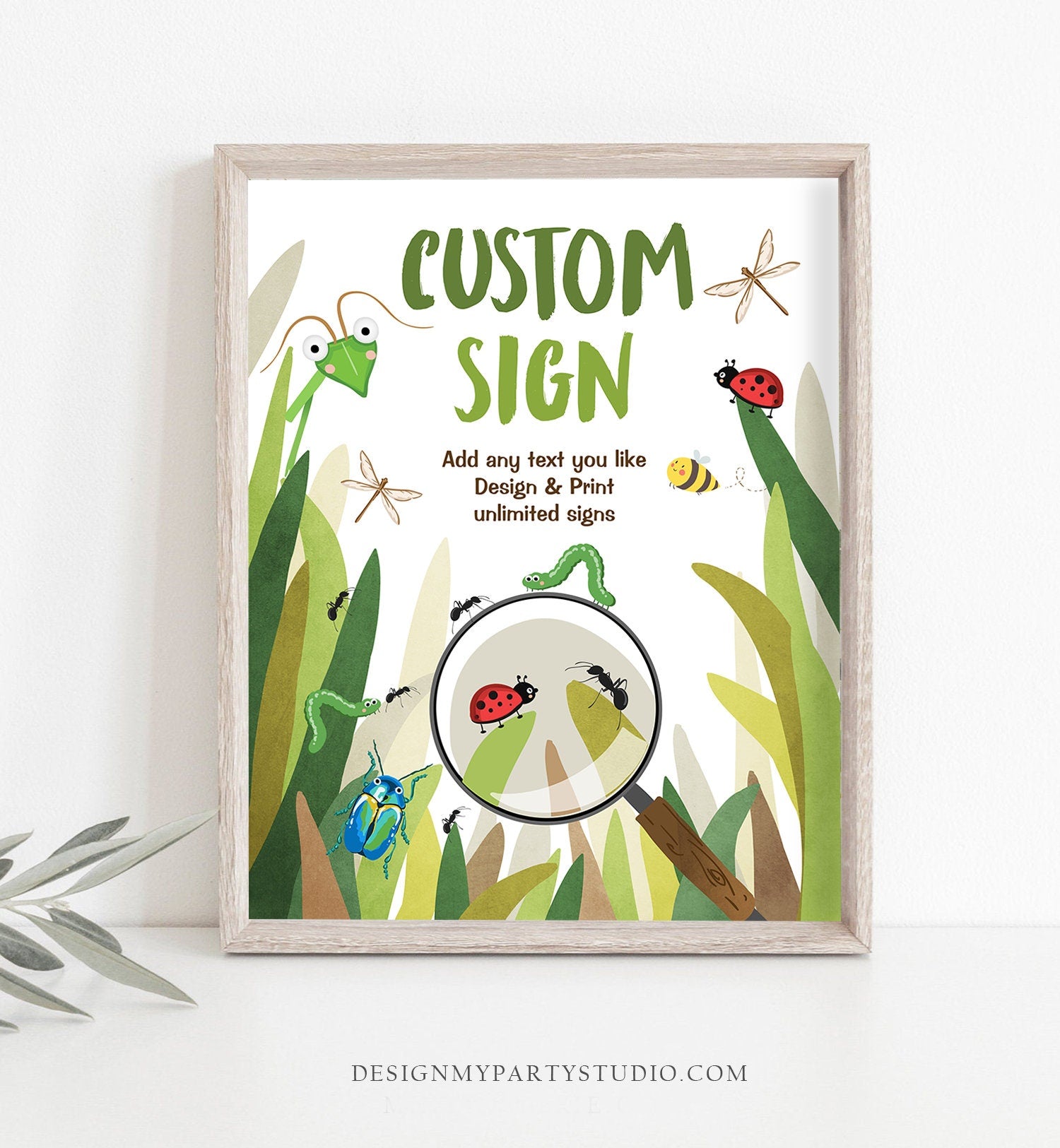 Editable Custom Sign Bug Birthday Sign Bugs Decor Bug Party Table Sign Bugging Out Decor Boy Download Corjl Template Printable 8x10 0090