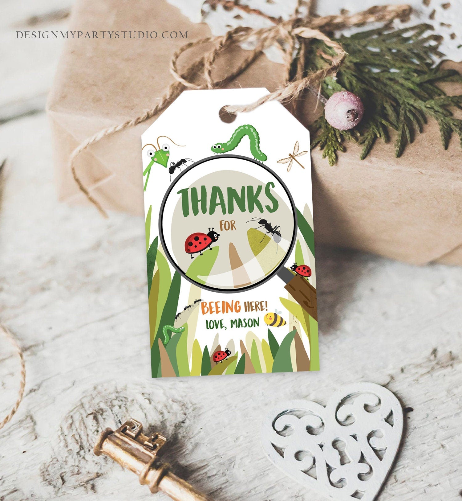 Editable Bug Favor Tags Bug Birthday Bugs Thank you tags Label Bug Party Insect Gift tags Bugging out Beeing Template PRINTABLE Corjl 0090