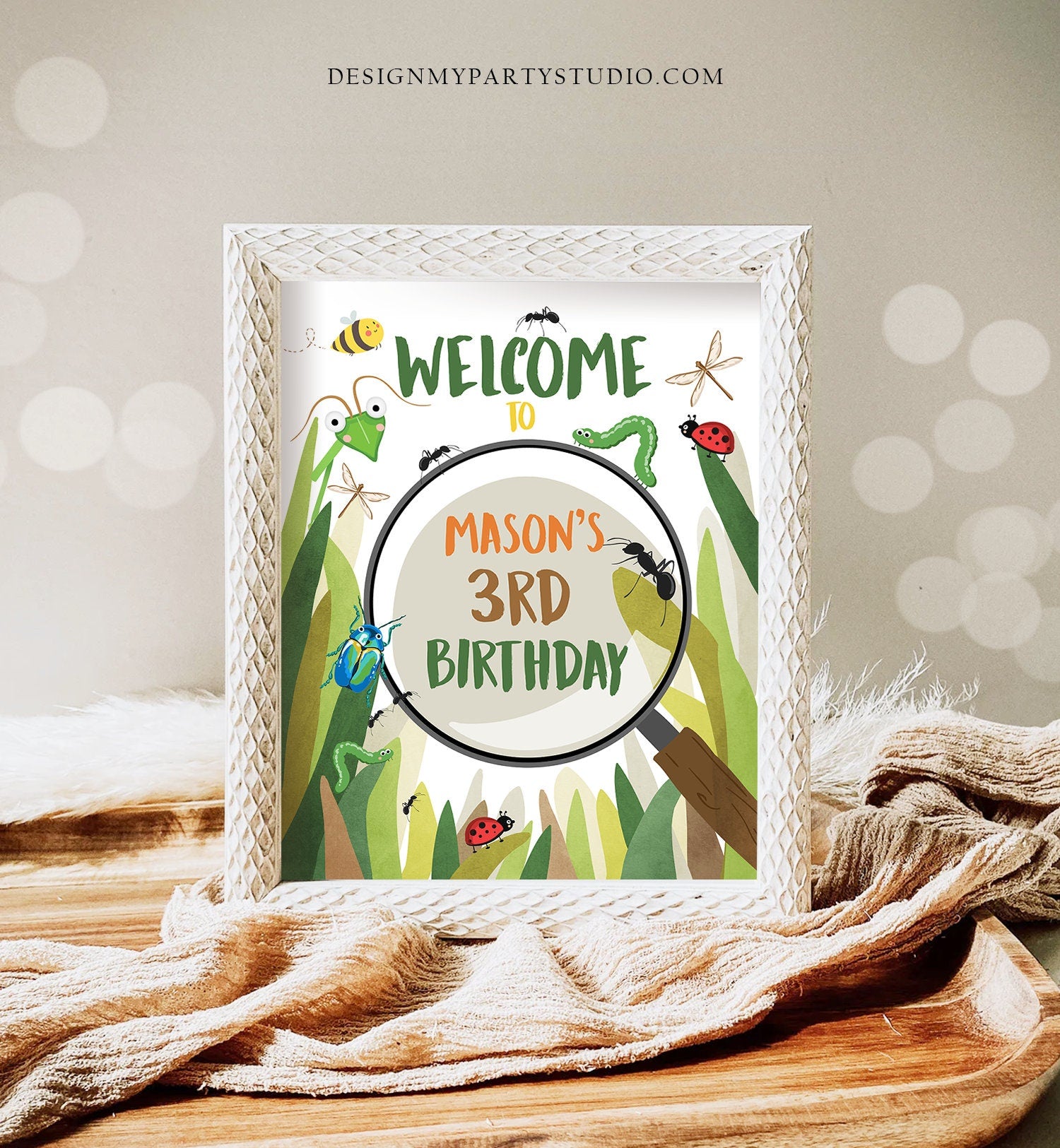 Editable Bug Birthday Welcome Sign Boy Bug Party Outdoor Bug Hunt Birthday Sign Table Sign Bugging Download Corjl Template PRINTABLE 0090