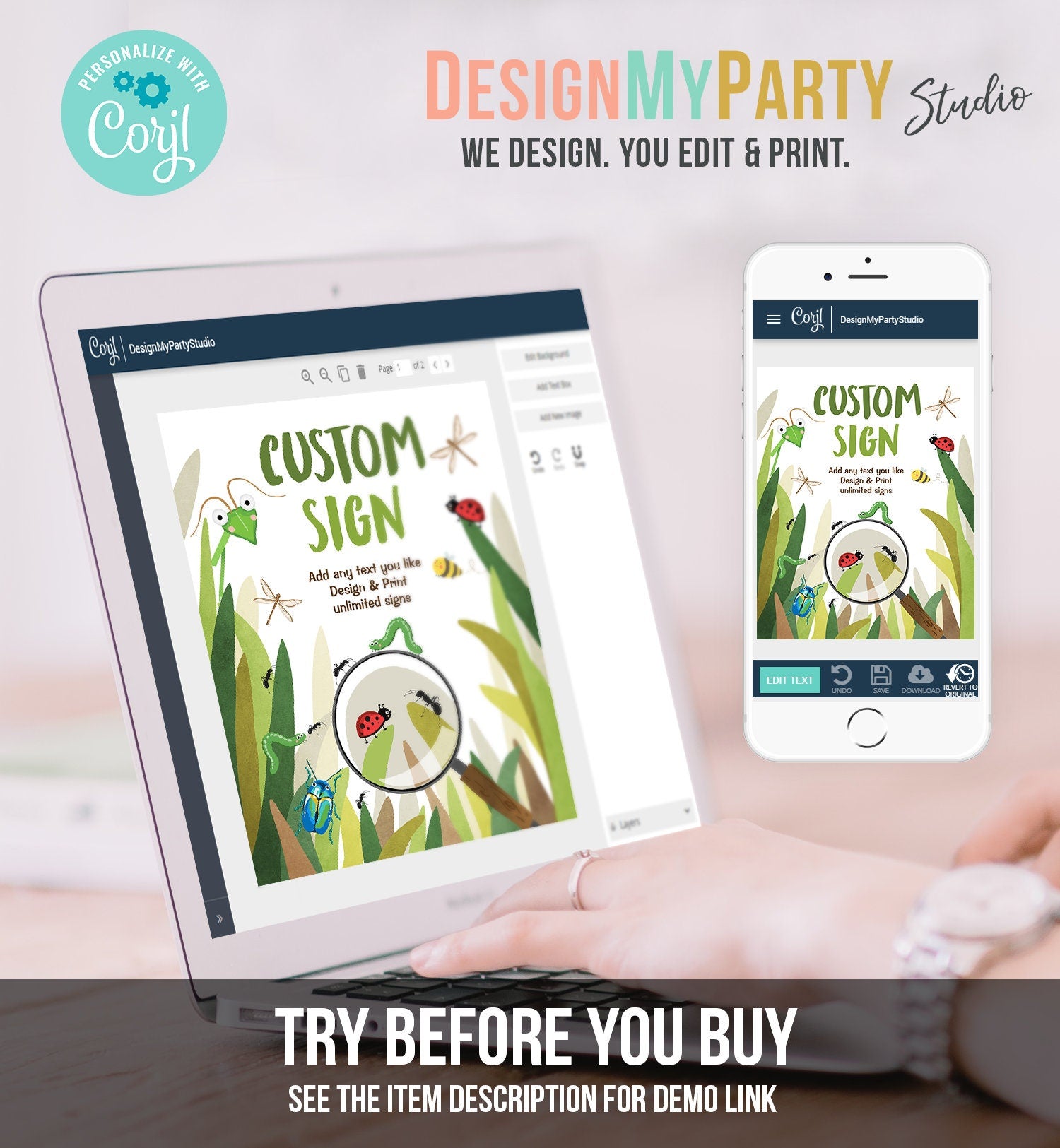 Editable Custom Sign Bug Birthday Sign Bugs Decor Bug Party Table Sign Bugging Out Decor Boy Download Corjl Template Printable 8x10 0090