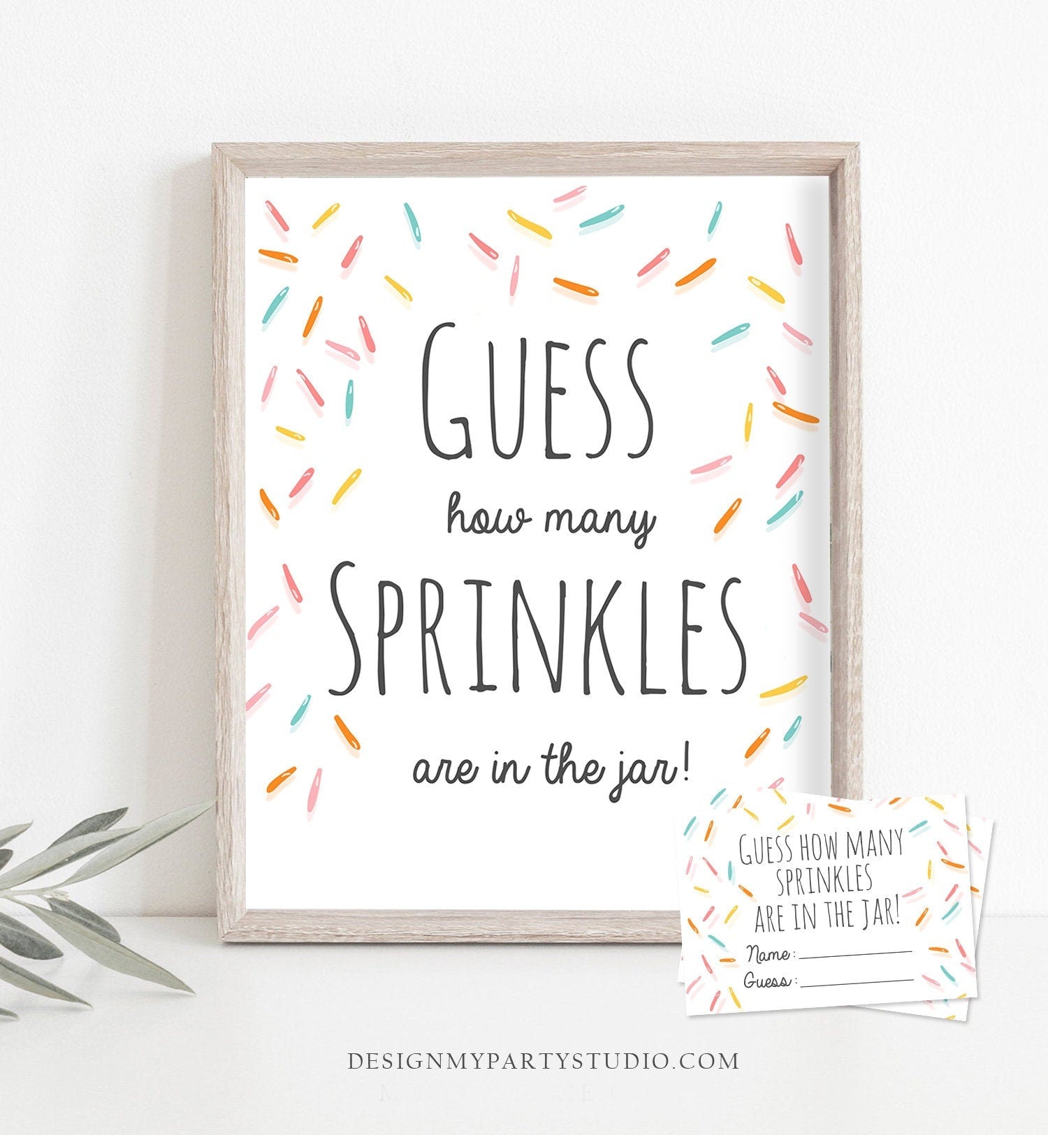 Editable Game Guess How Many Sprinkles Are in the Jar Sprinkle Baby Shower Guessing Game Activity Sweet Candy Template Printable 0216