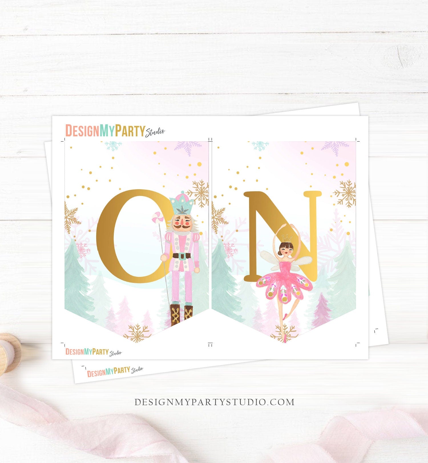 High Chair Banner Nutcracker Birthday Girl Land of Sweets Nutcracker Decor 1st First Magical Winter Download PRINTABLE DIGITAL DIY 0352