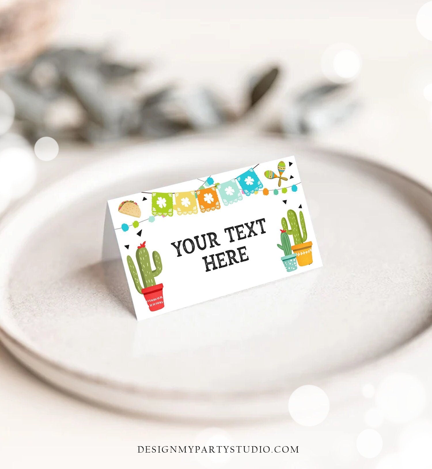 Editable Fiesta Taco Food Labels Fiesta Party Place Card Tent Card Birthday Baby Shower Mexican Fiesta Cactus Decor Template Printable 0161