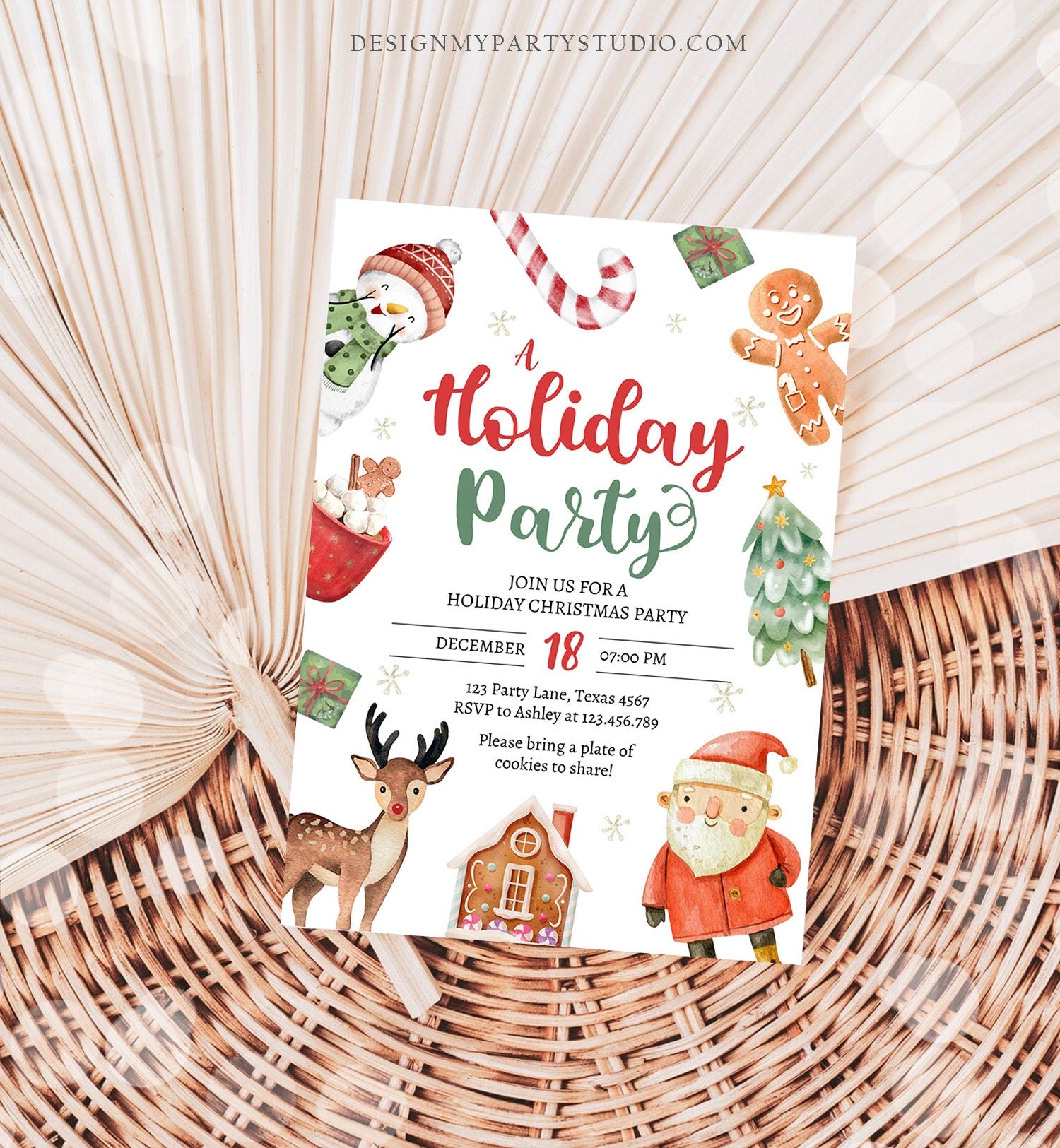 Editable Christmas Party Invitation Kids Christmas House Party Invite Holiday Party Birthday Xmas Corjl Template Download Printable 0445