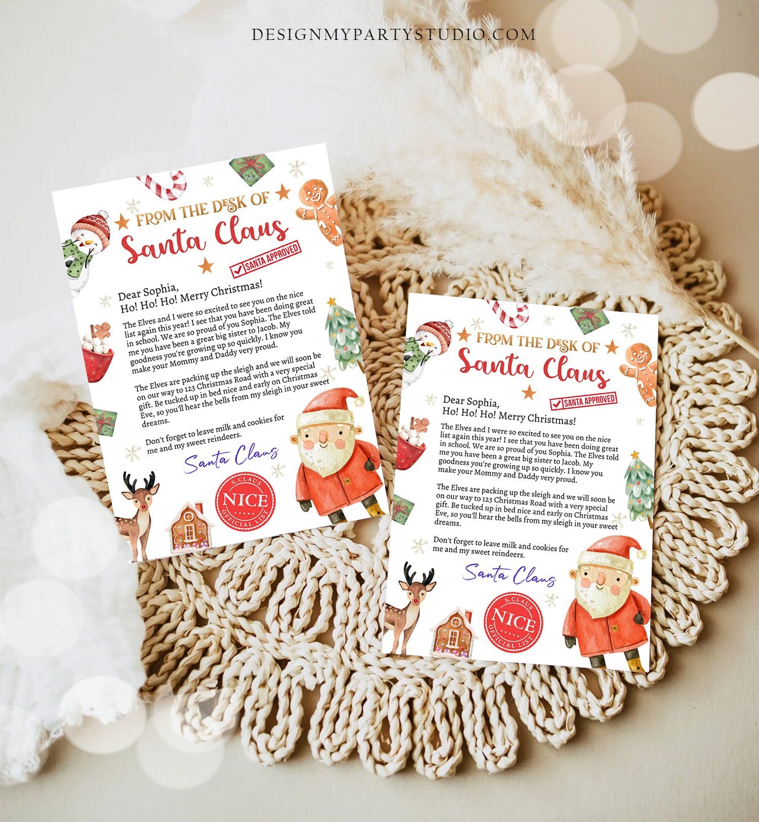 Editable Personalized Letter from Santa Claus From The Desk of Santa Christmas Eve North Pole Mail Download Printable Template 0445