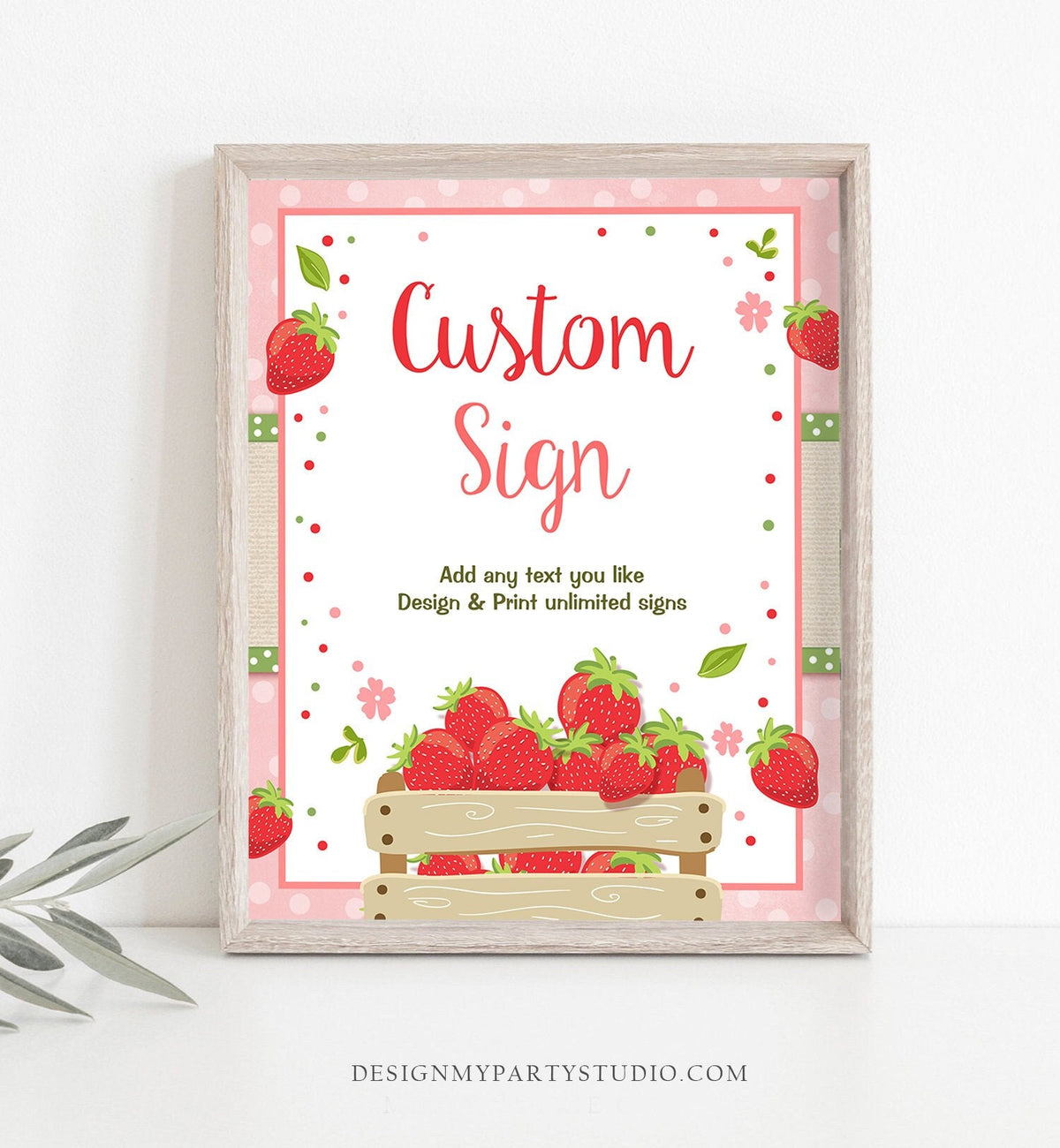 Editable Custom Sign Strawberry Birthday Sign Berry Sweet Birthday Party Decor Girl Strawberries Market 8x10 Download PRINTABLE Corjl 0091