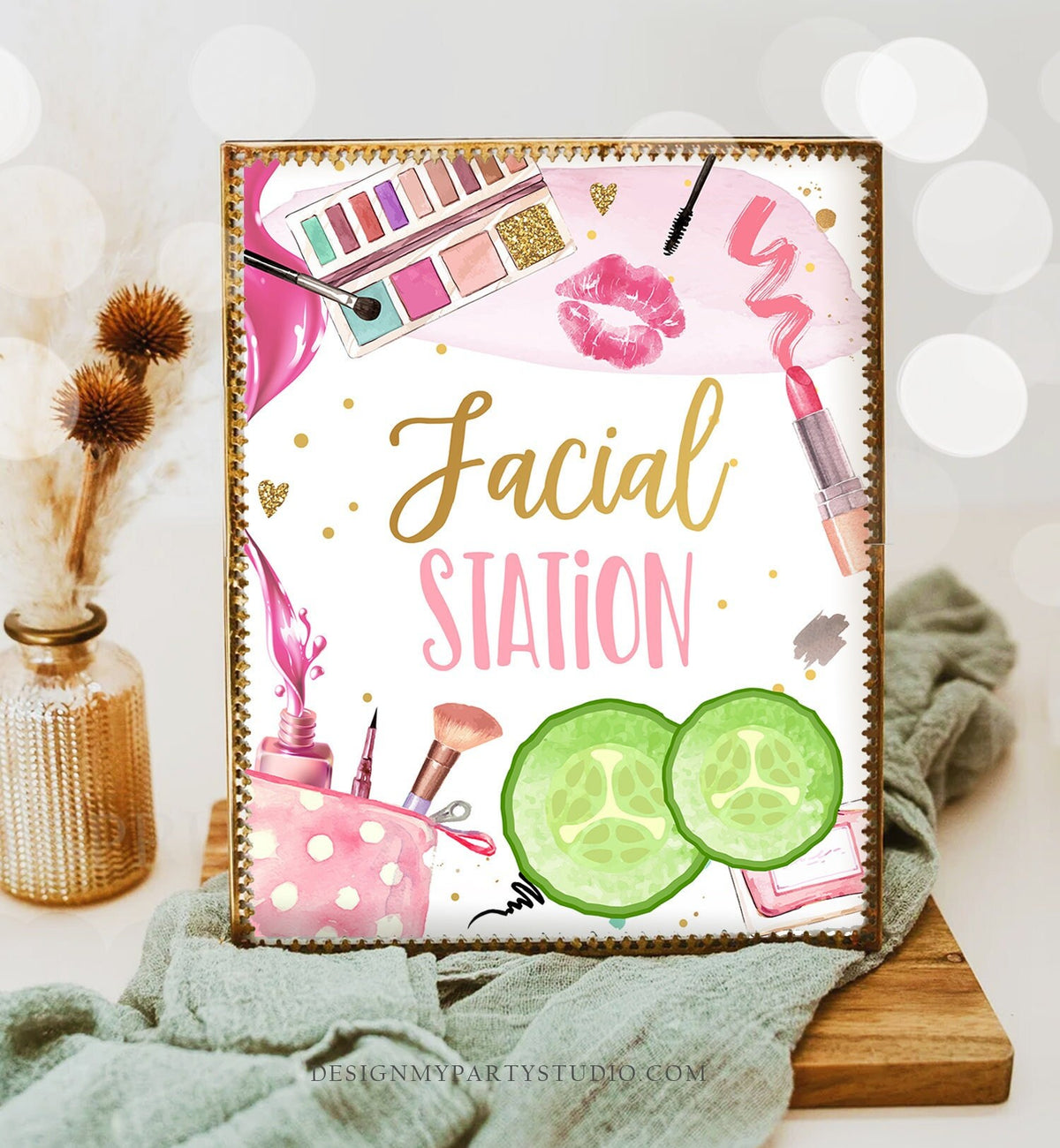 Spa Party Sign Spa Birthday Sign Makeup Party Sign Girl Facial Station Sign Glamour Party Decor Pink Table Decor Download Printable 0420