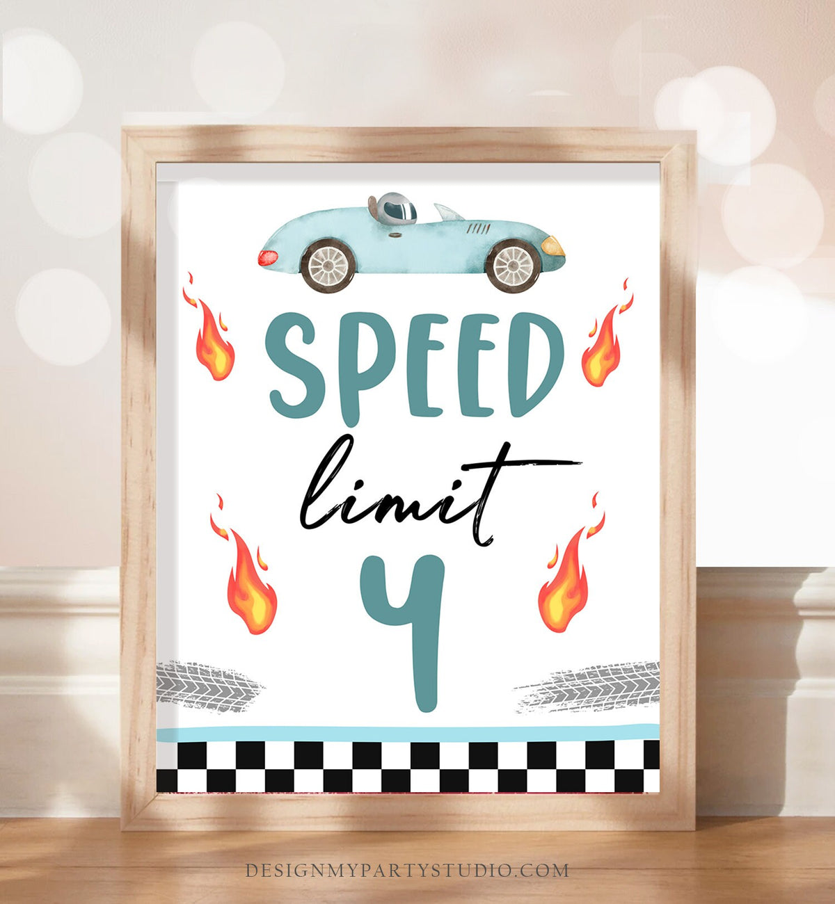 Speed Limit Race Car Sign Race Car Birthday Party Sign Two Fast Birthday 4th Track Birthday 4 Car Decor Four Download Printable 0424