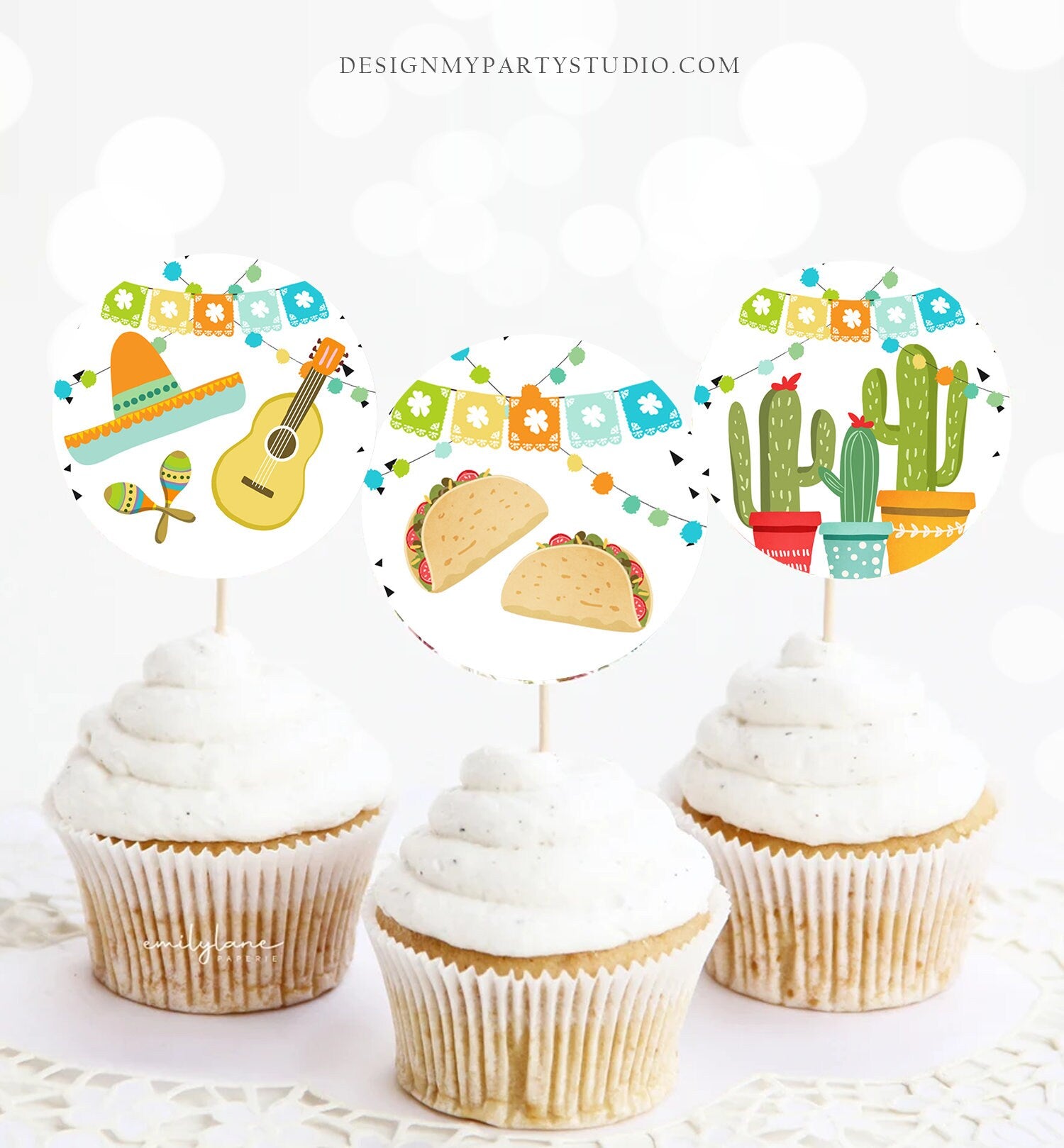 Fiesta Cupcake Toppers Taco Bout Love Fiesta Birthday Party Decoration Fiesta Mexican Baby Shower Cactus Download Digital PRINTABLE 0161