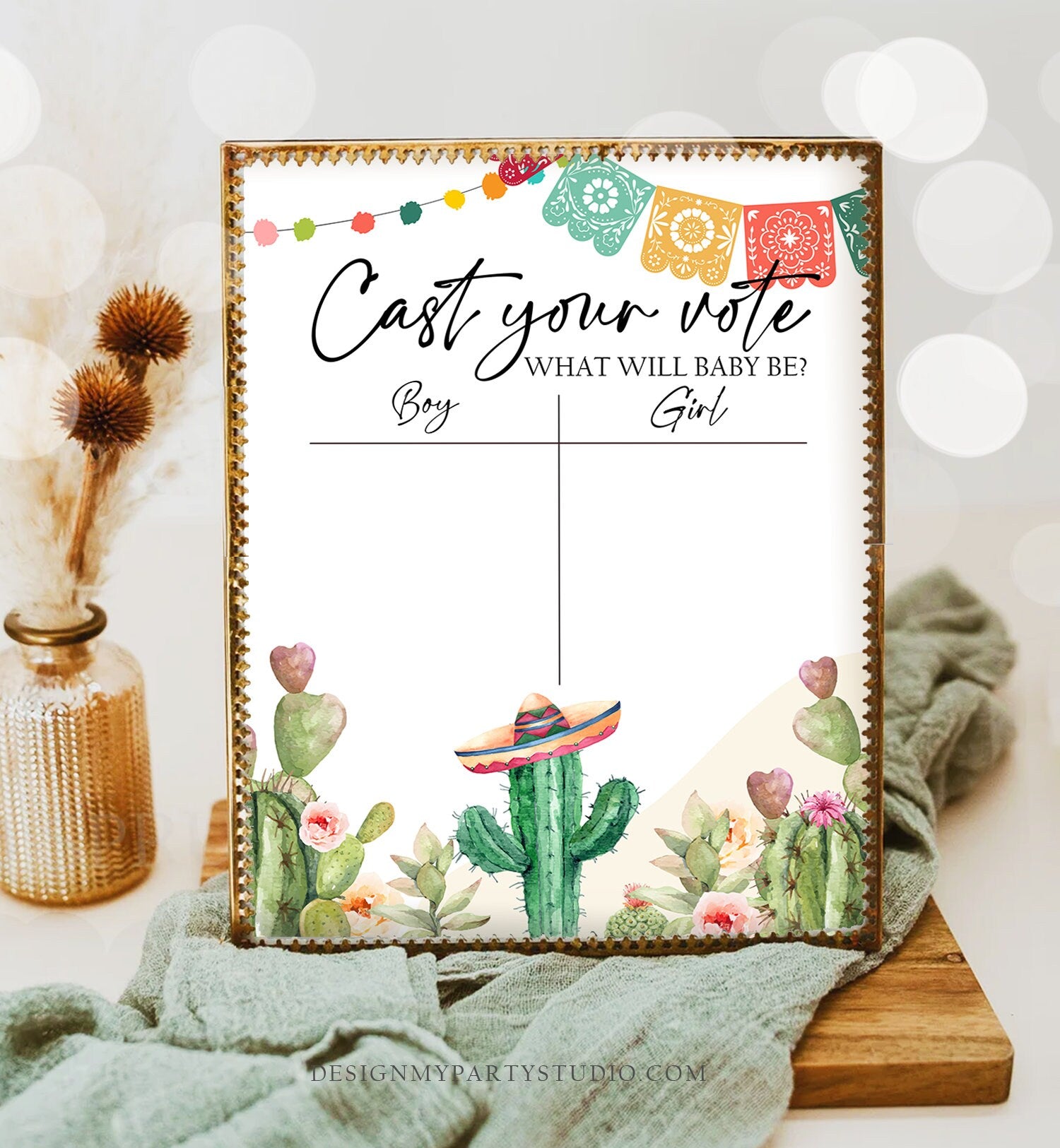 Fiesta Cast Your Vote Sign Taco Bout a Gender Reveal Fiesta Baby Shower Boy or Girl Sign He or She Voting Instant Download PRINTABLE 0404