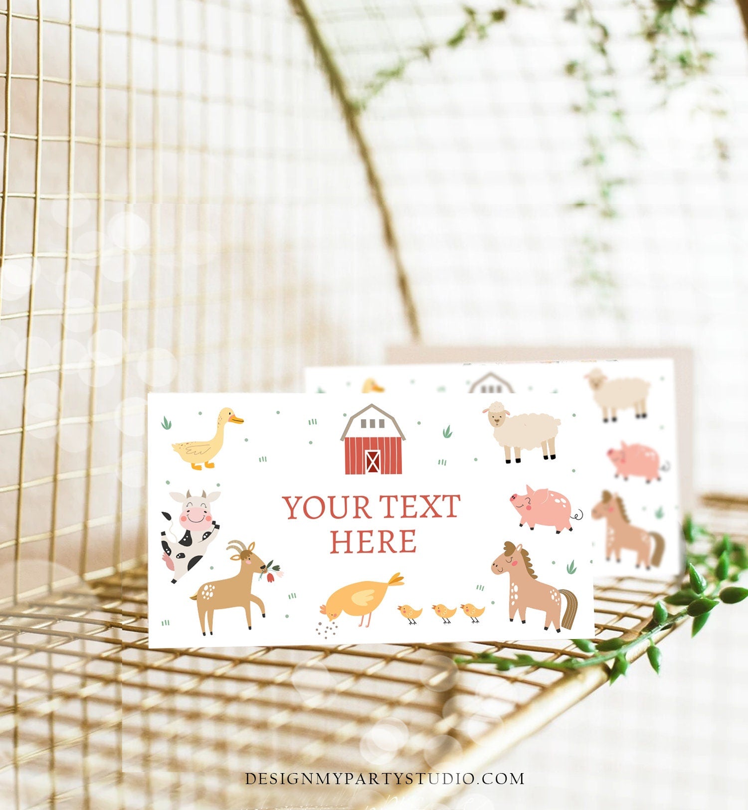 Editable Farm Animals Food Labels Barnyard Birthday Food Cards Tent Card Boy Shower Cow Pig Buffet Label Tent Card Template Printable 0436