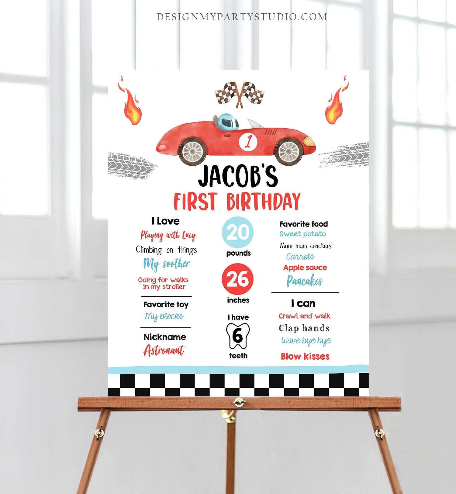 Editable Racing Racing Birthday Milestones Sign First Trip Boy Birthday Two Fast Race Car Red 2 fast ANY AGE Template Printable Corjl 0424