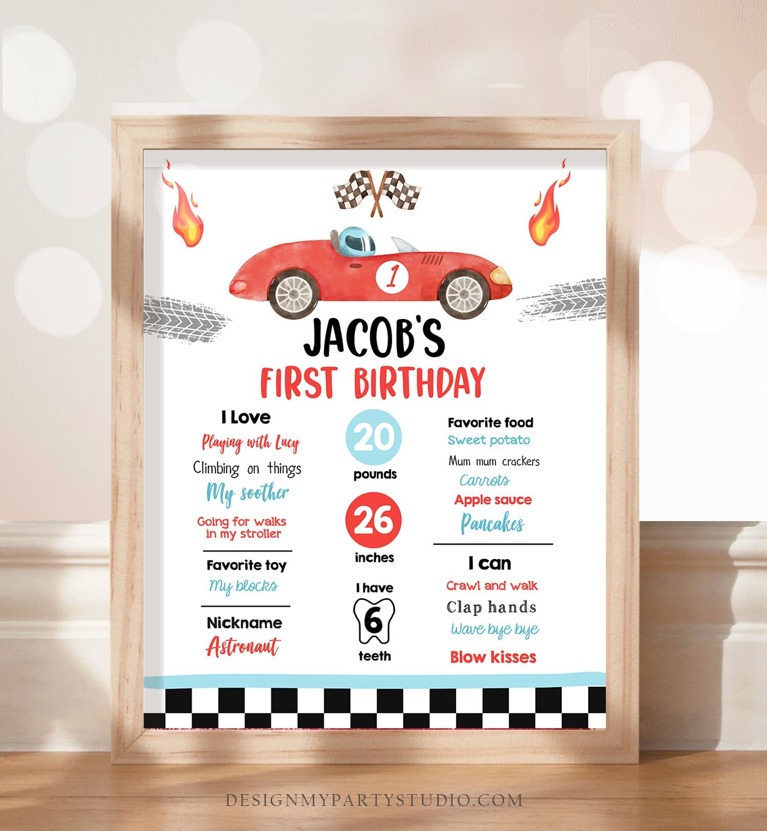 Editable Racing Racing Birthday Milestones Sign First Trip Boy Birthday Two Fast Race Car Red 2 fast ANY AGE Template Printable Corjl 0424