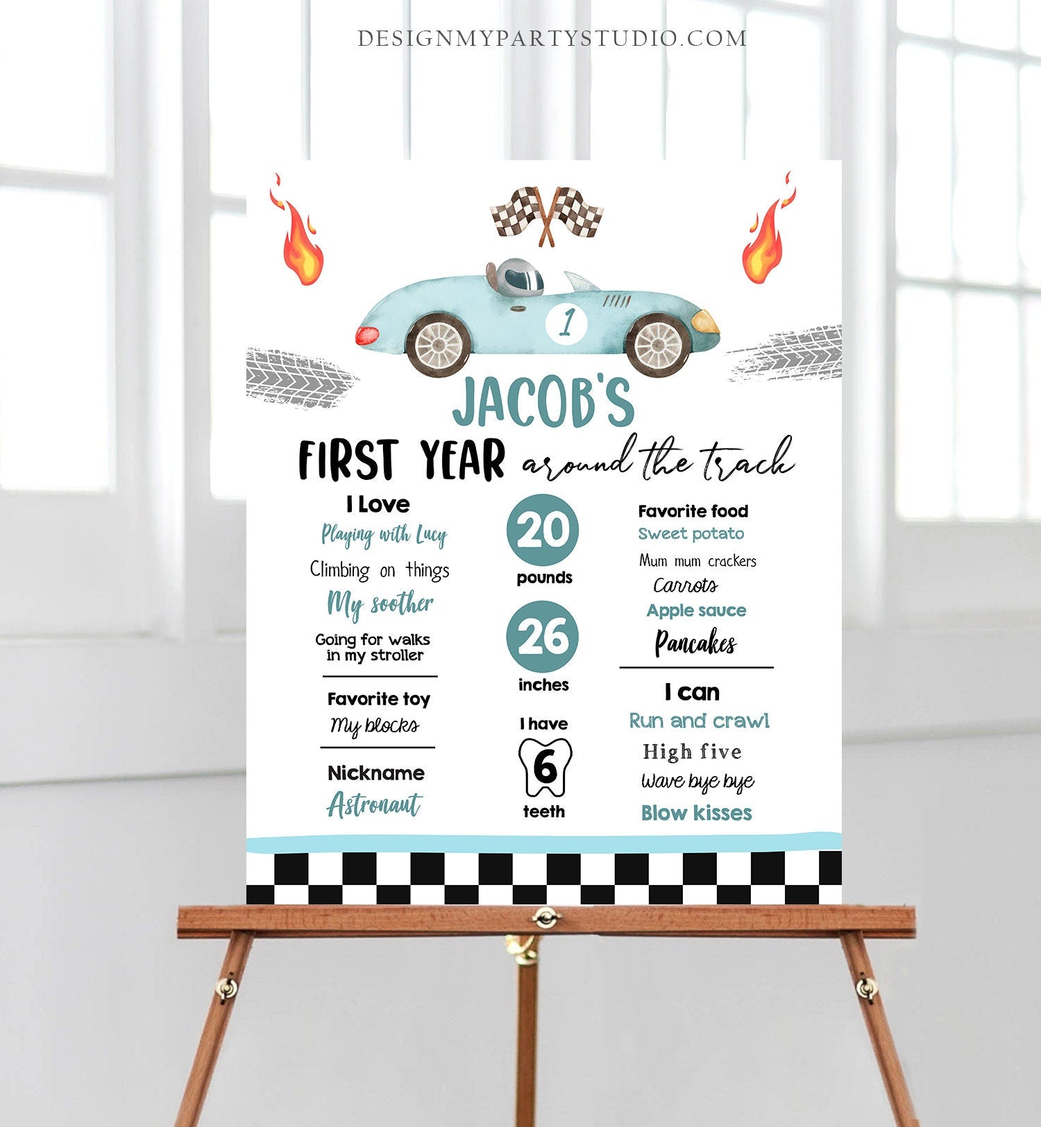 Editable Racing Racing Birthday Milestones Sign First Trip Boy Birthday Two Fast Race Car Blue 2 Fast ANY AGE Template Printable Corjl 0424