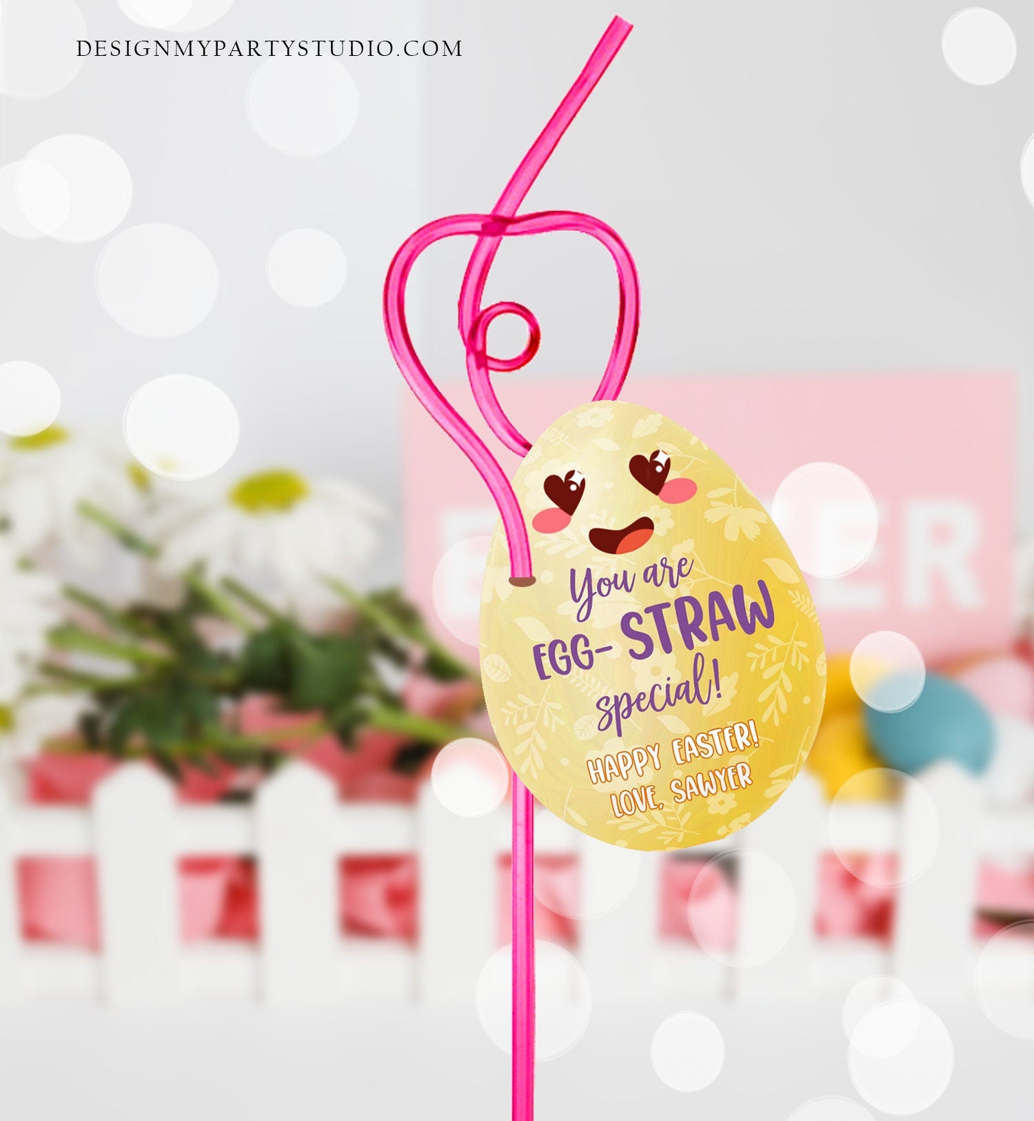 Editable Crazy Straw Tags Easter Tags You're Egg-Straw Special Easter Egg Cards for Kids School Personalized Tag Digital PRINTABLE 0449