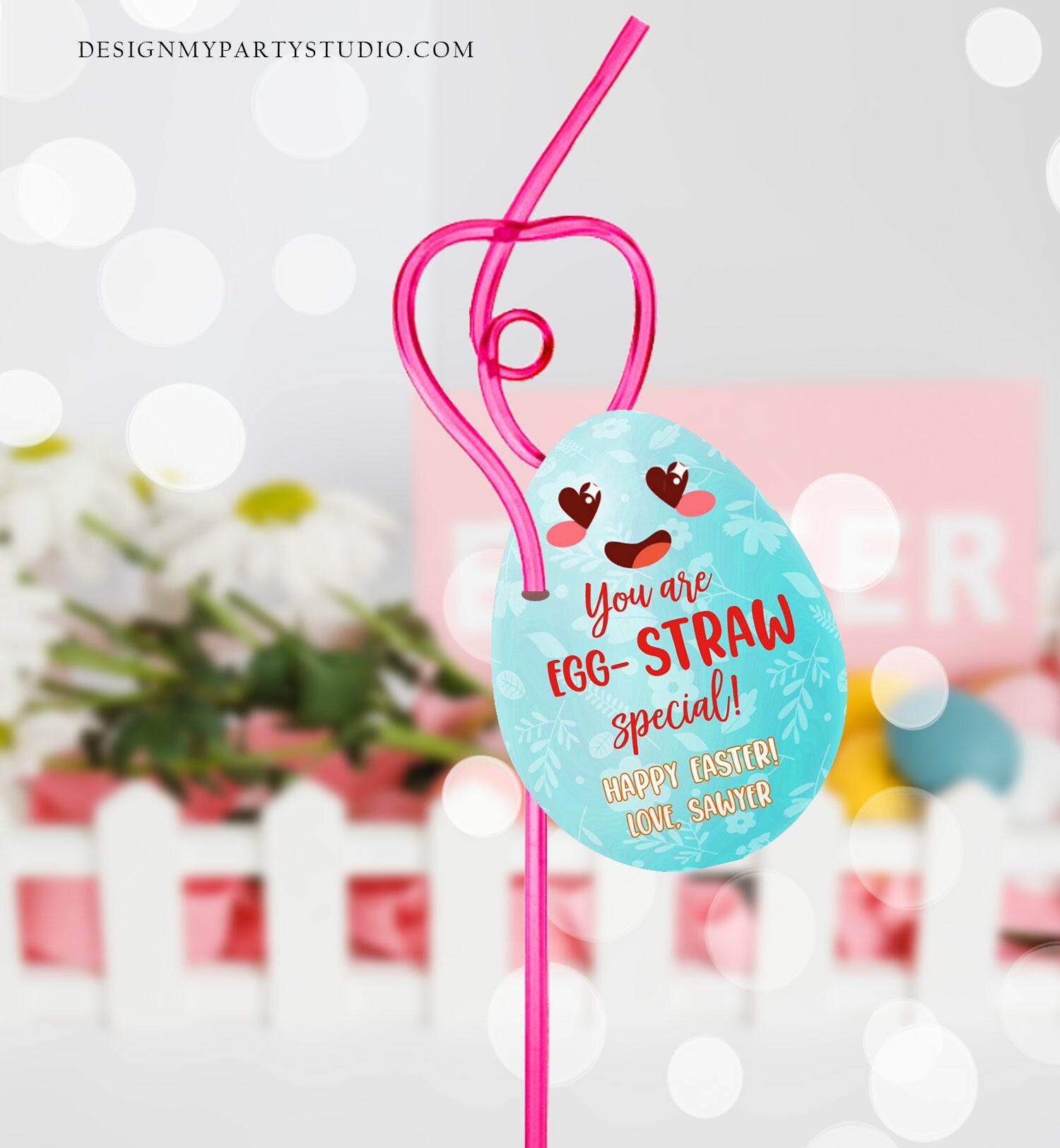 Editable Crazy Straw Tags Easter Tags You're Egg-Straw Special Easter Egg Cards for Kids School Personalized Tag Digital PRINTABLE 0449