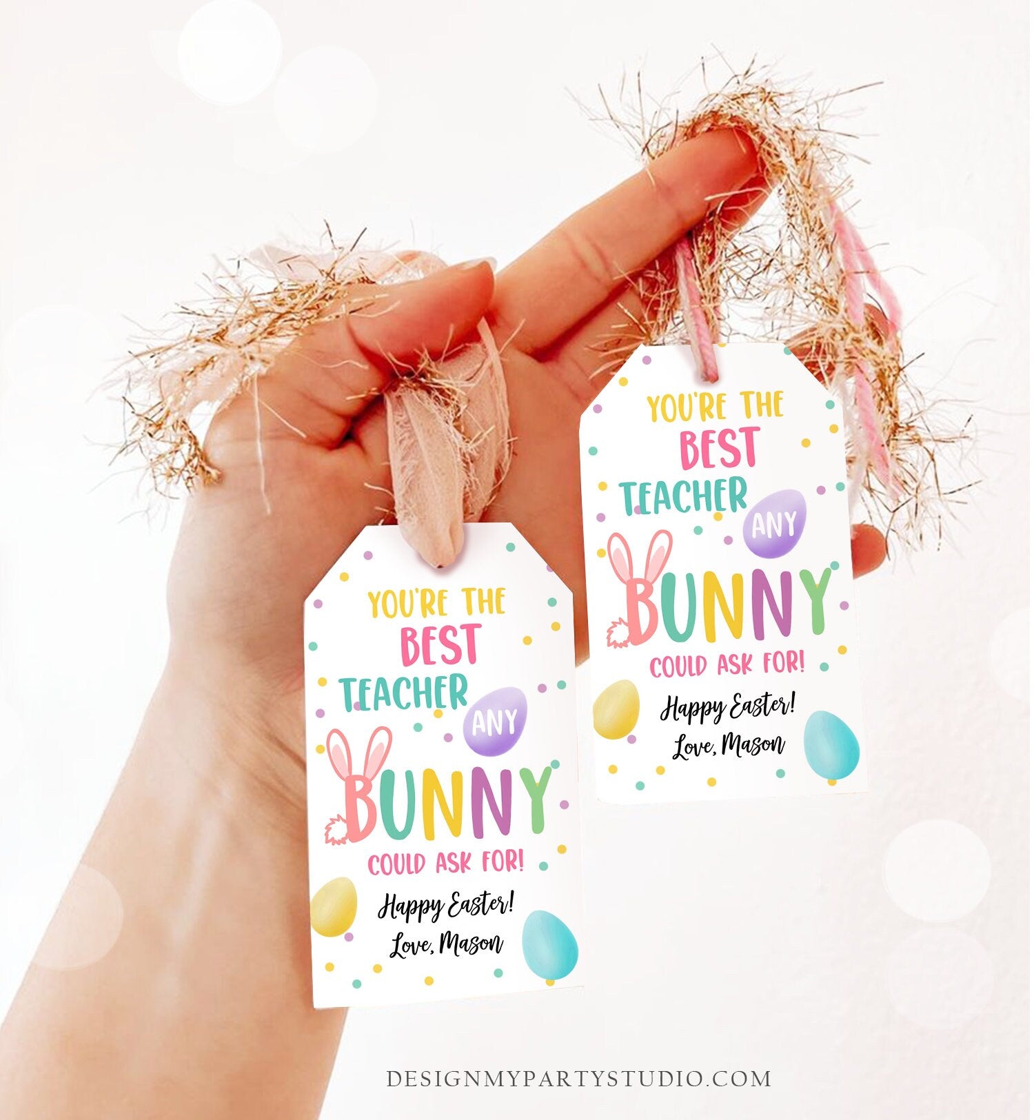 Editable Teacher Gift Tags Easter You're the Best Teacher Any Bunny Could Ask For Favor Tags Teacher Appreciation Digital PRINTABLE 0449