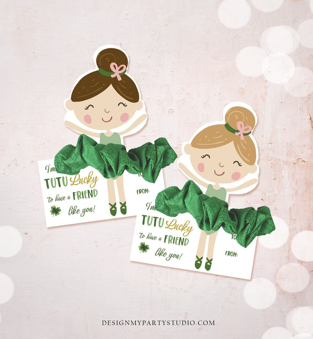 Printable St. Patrick&#39;s Day Gift Tag Hair band Tag Classroom Classmate Favor Tag Tutu Lucky to have you as a Friend Tag Girl Digital 0451