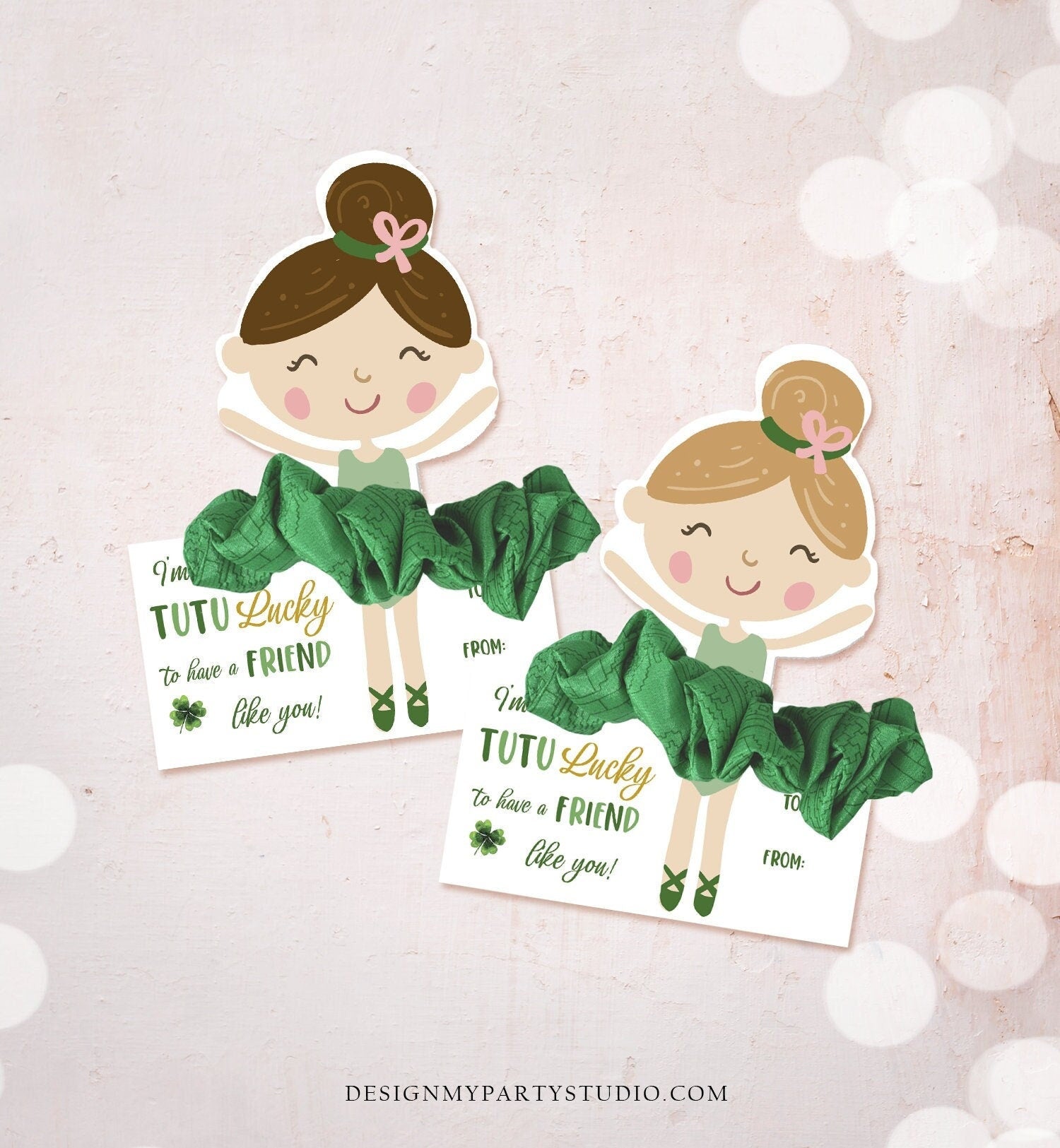 Printable St. Patrick's Day Gift Tag Hair band Tag Classroom Classmate Favor Tag Tutu Lucky to have you as a Friend Tag Girl Digital 0451