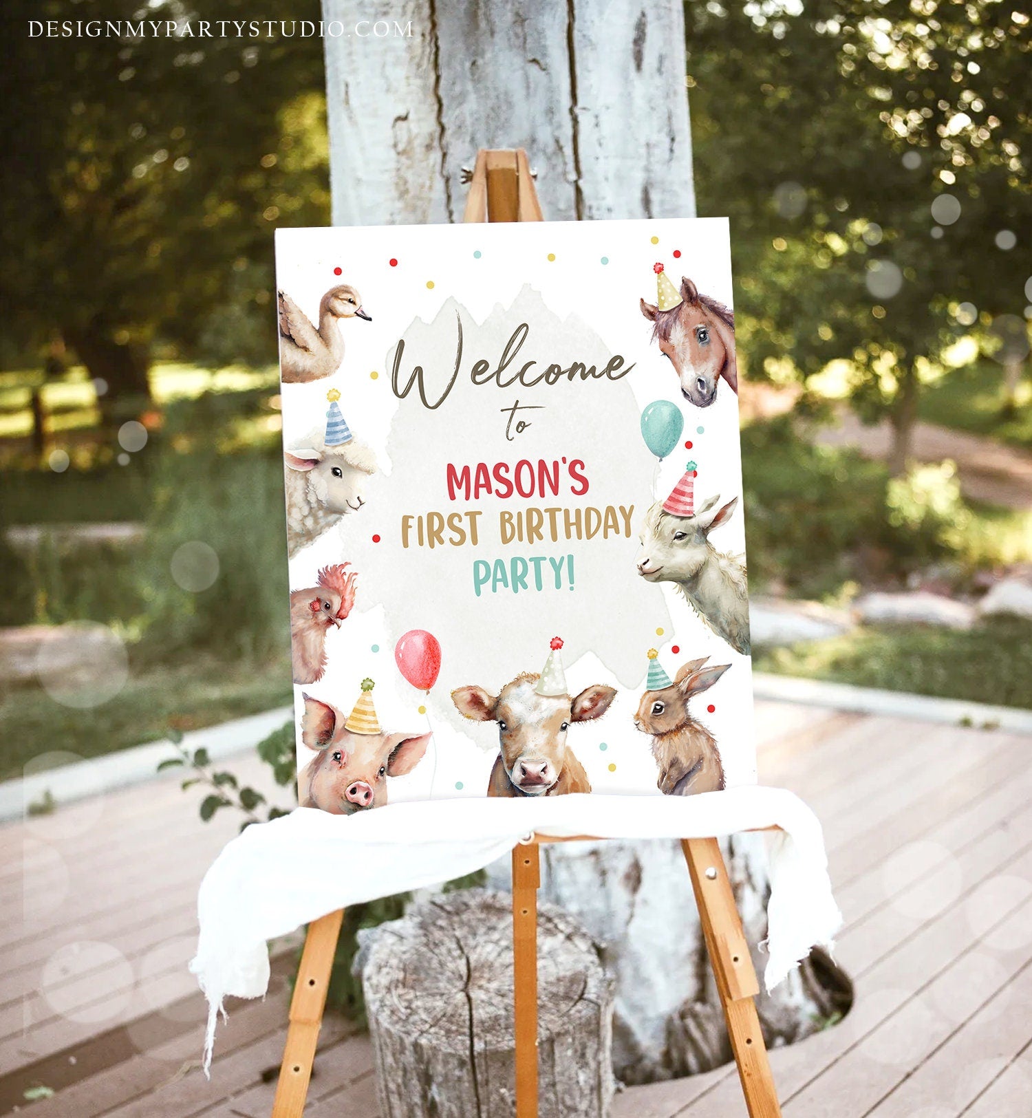 Editable Farm Birthday Welcome Sign Boy Barnyard Birthday Welcome Poster Farm Animals Birthday Welcome Boy Digital Template Printable 0448