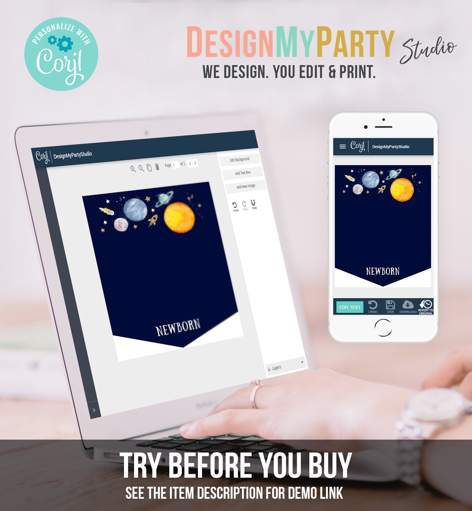 Editable Outer Space Birthday Banner Monthly Photo Banner First Trip Around the Sun Galaxy Digital Download Template Printable 0357