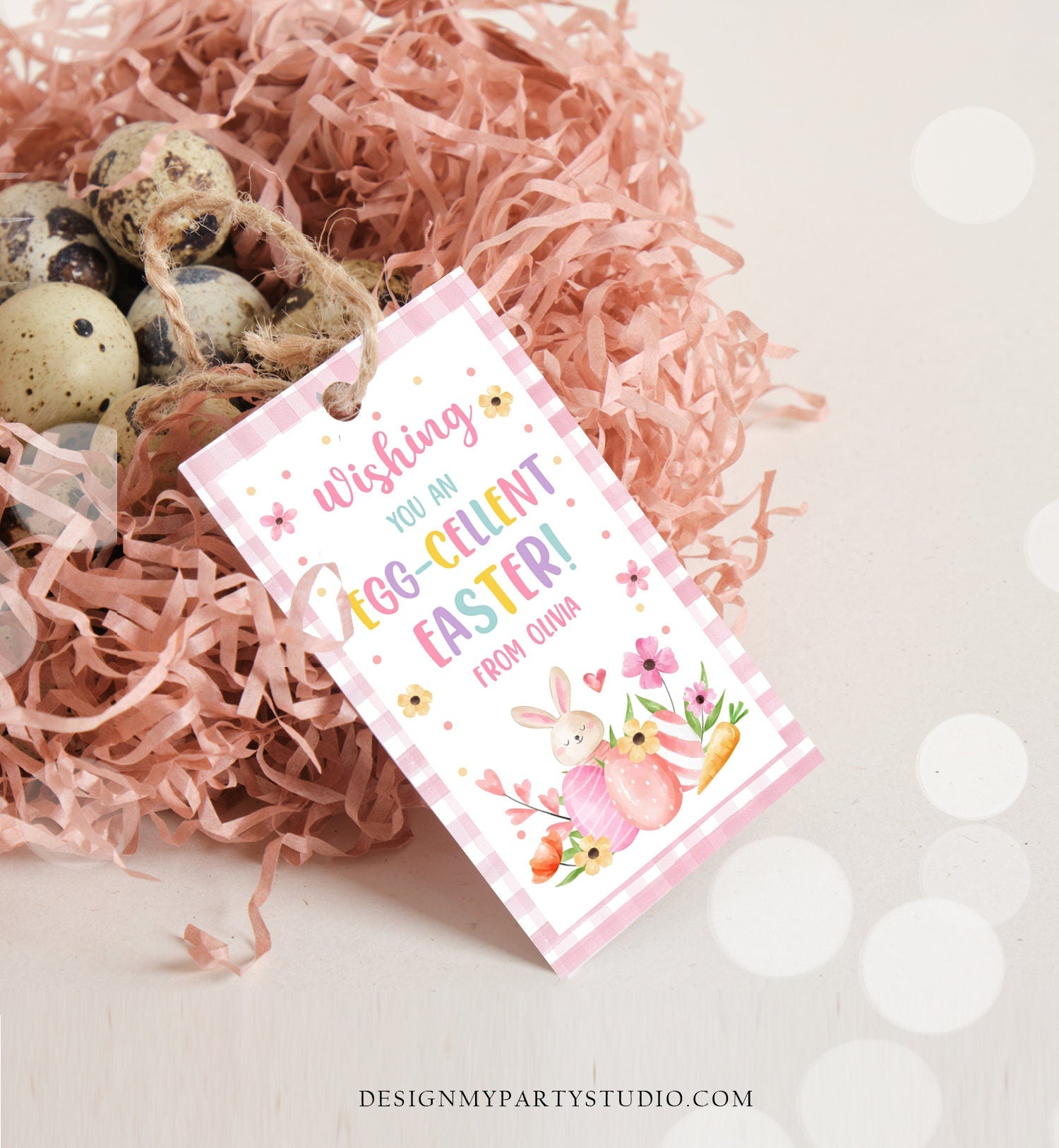 Editable Easter Gift Tags Egg-Cellent Teacher Appreciation Classroom Favor Sticker Eggcellent Happy Easter Bunny Tag Digital PRINTABLE 0449