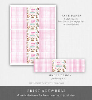 Editable Water Bottle Labels Farm Animals Girl Birthday Barnyard Farm Birthday Decor Party Animals Printable Wrappers Template Corjl 0448